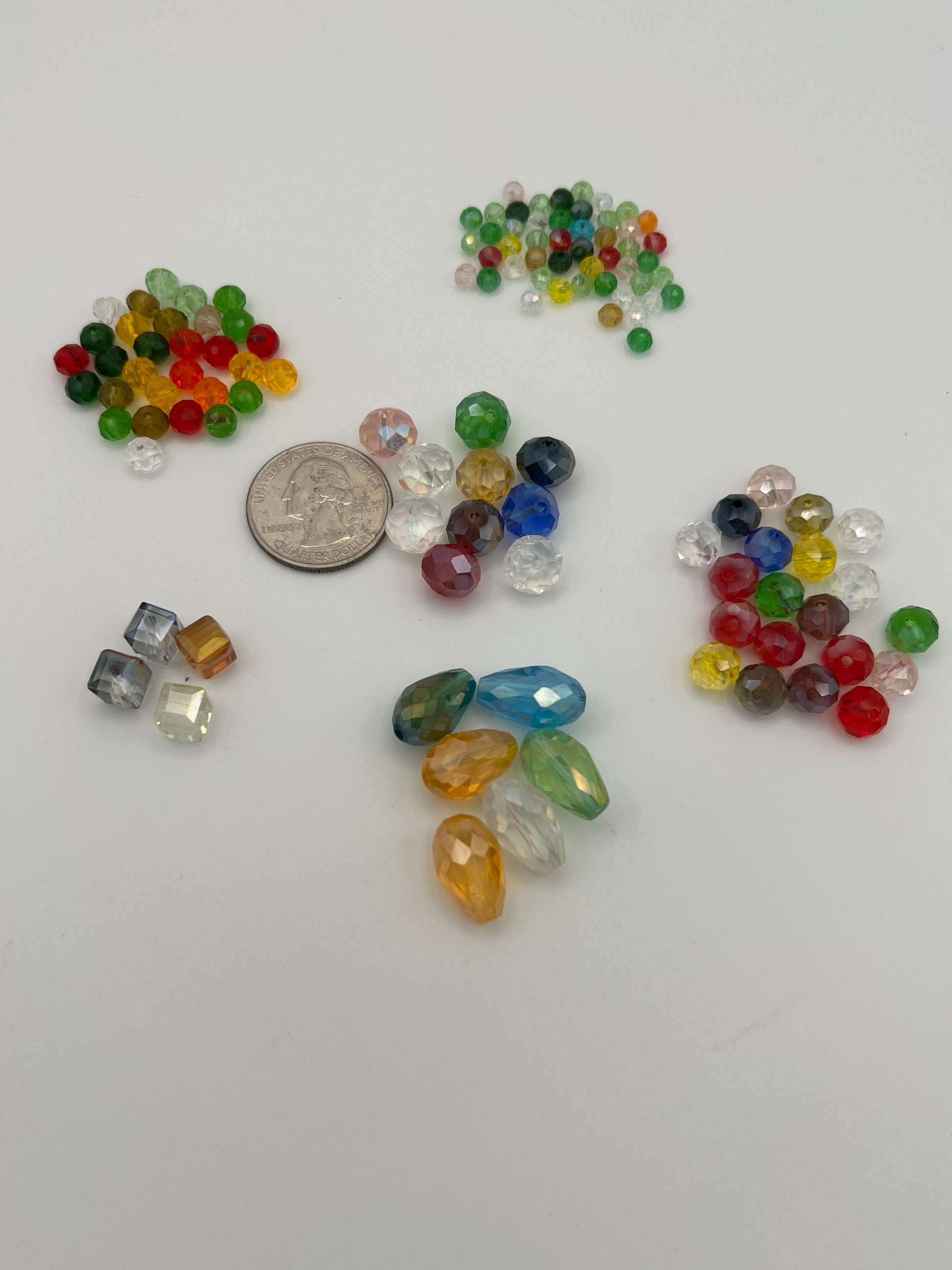 120 Faceted AB Glass Beads Mixed Shapes, Sizes & Colors
