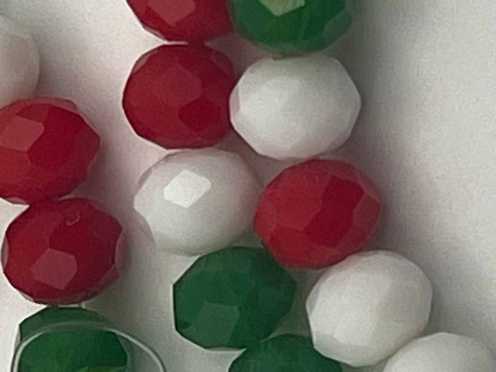 1 Strand Christmas Faceted Abacus Glass Beads Mixed Colors