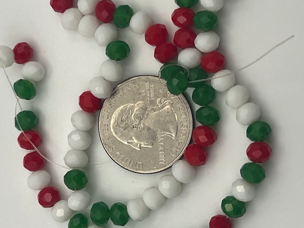 1 Strand Christmas Faceted Abacus Glass Beads Mixed Colors
