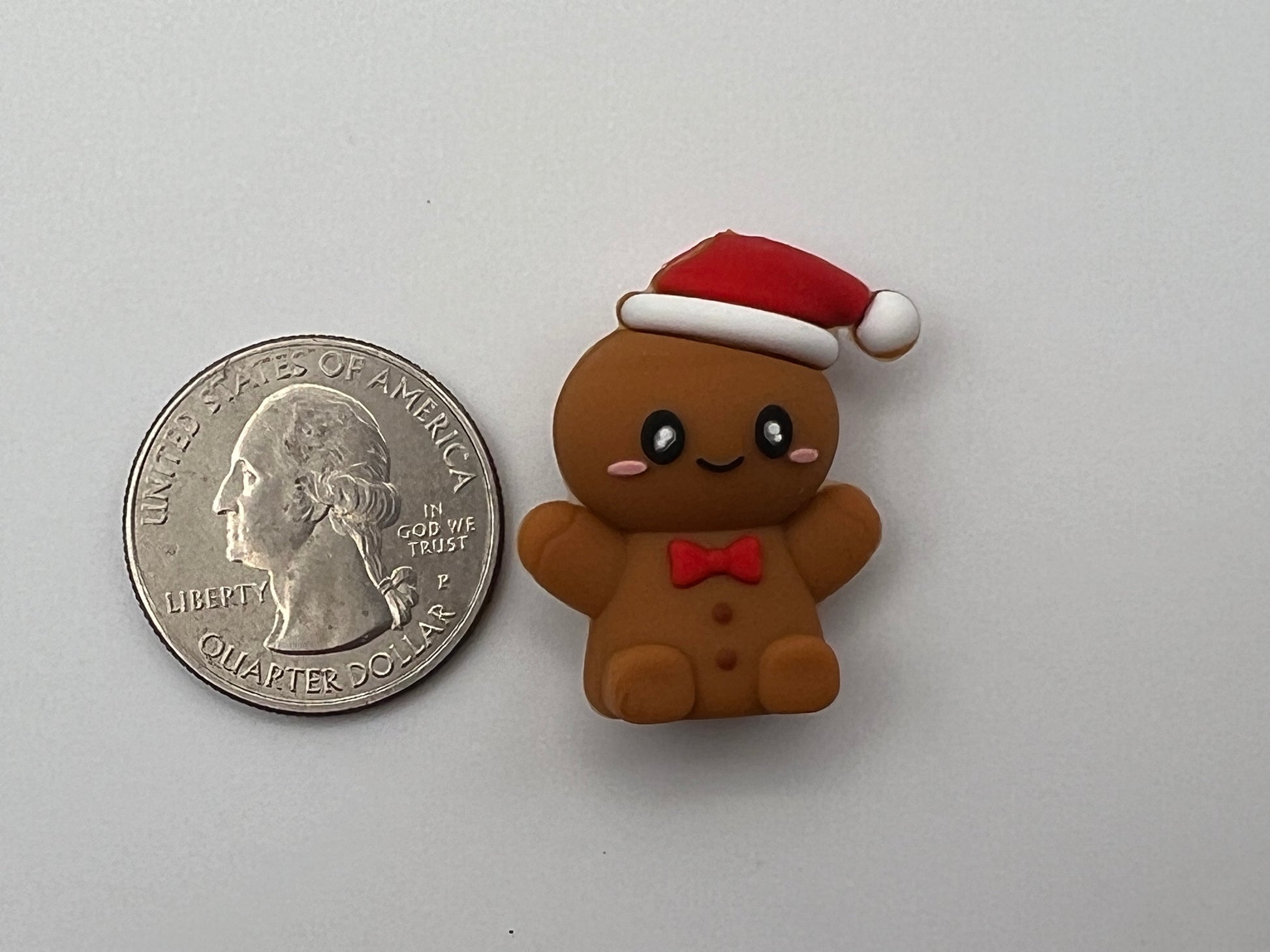 3 Christmas Silicone Focal Beads Gingerbread Man w/Red Bow