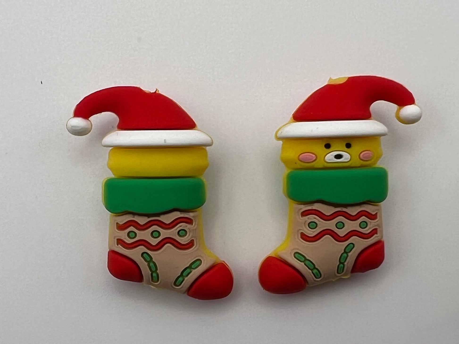 3 Christmas Silicone Focal Beads Stocking Bear