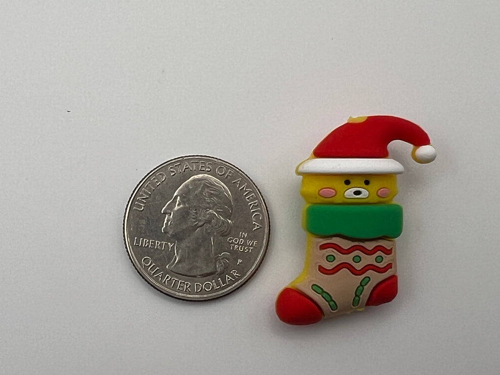 3 Christmas Silicone Focal Beads Stocking Bear