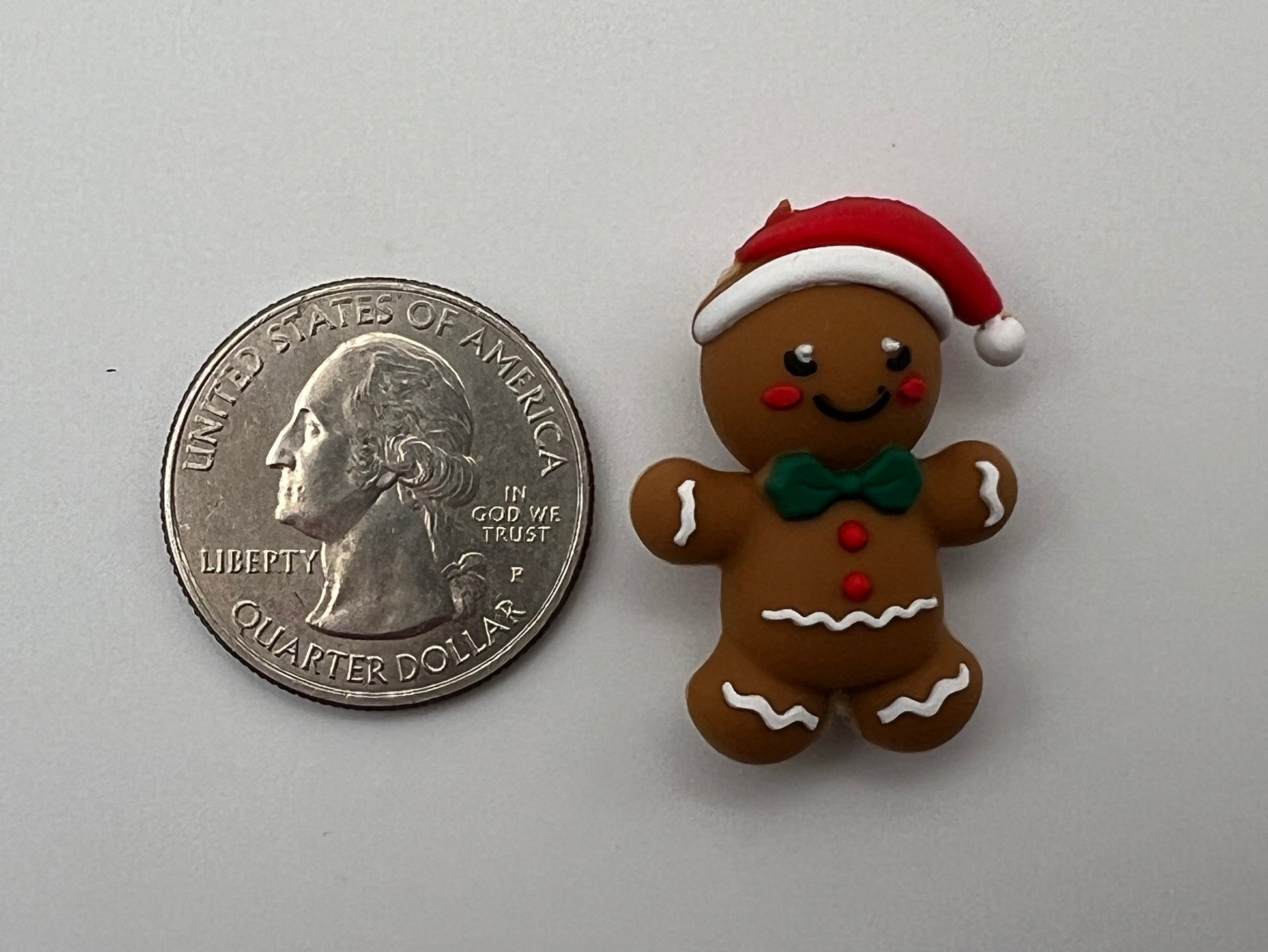 3 Christmas Silicone Focal Beads Gingerbread Man w/Green Bow