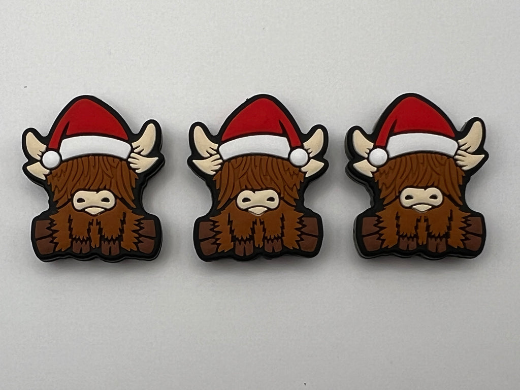 3 Christmas Silicone Focal Beads Santa Cow