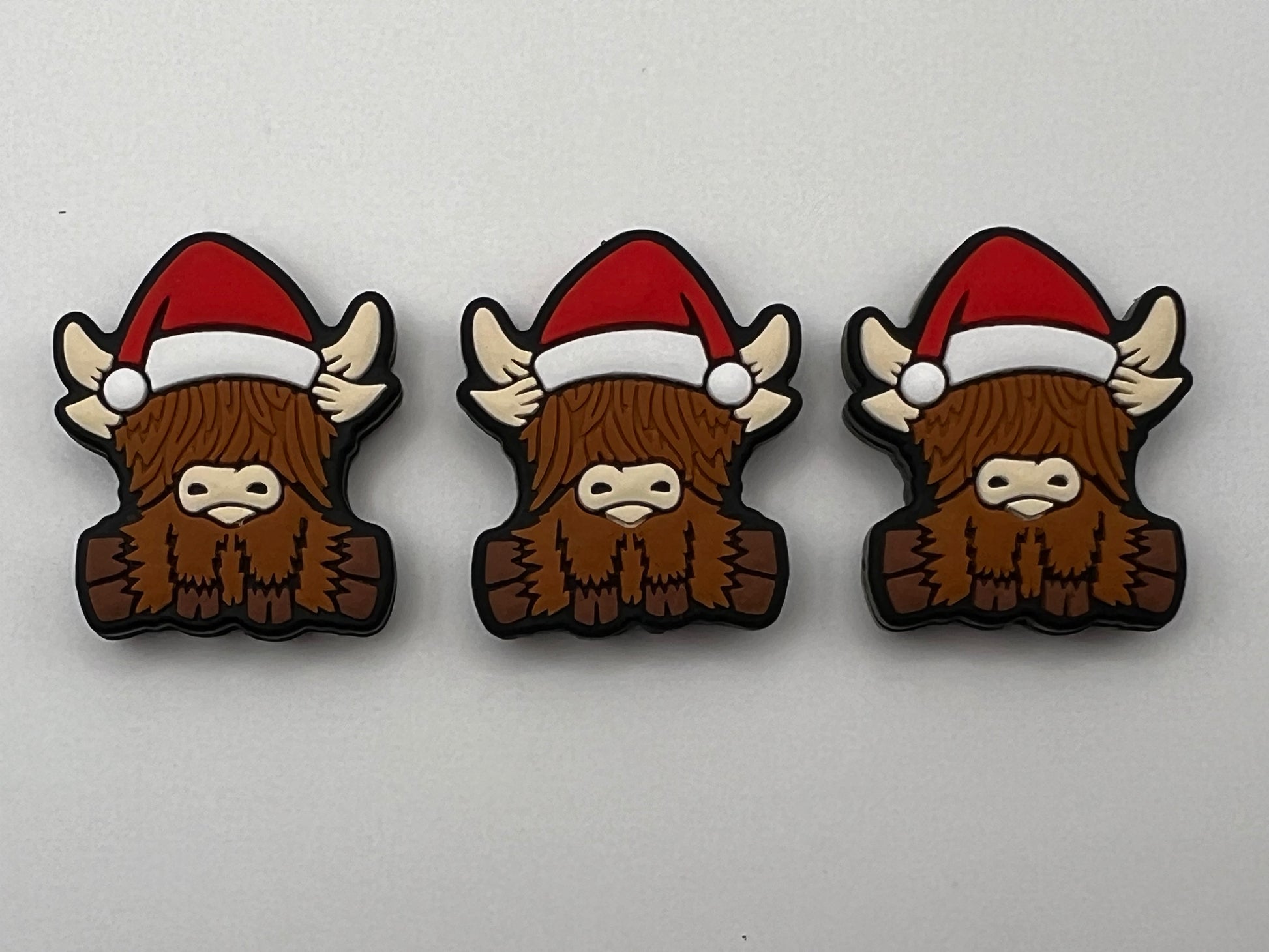 3 Christmas Silicone Focal Beads Santa Cow