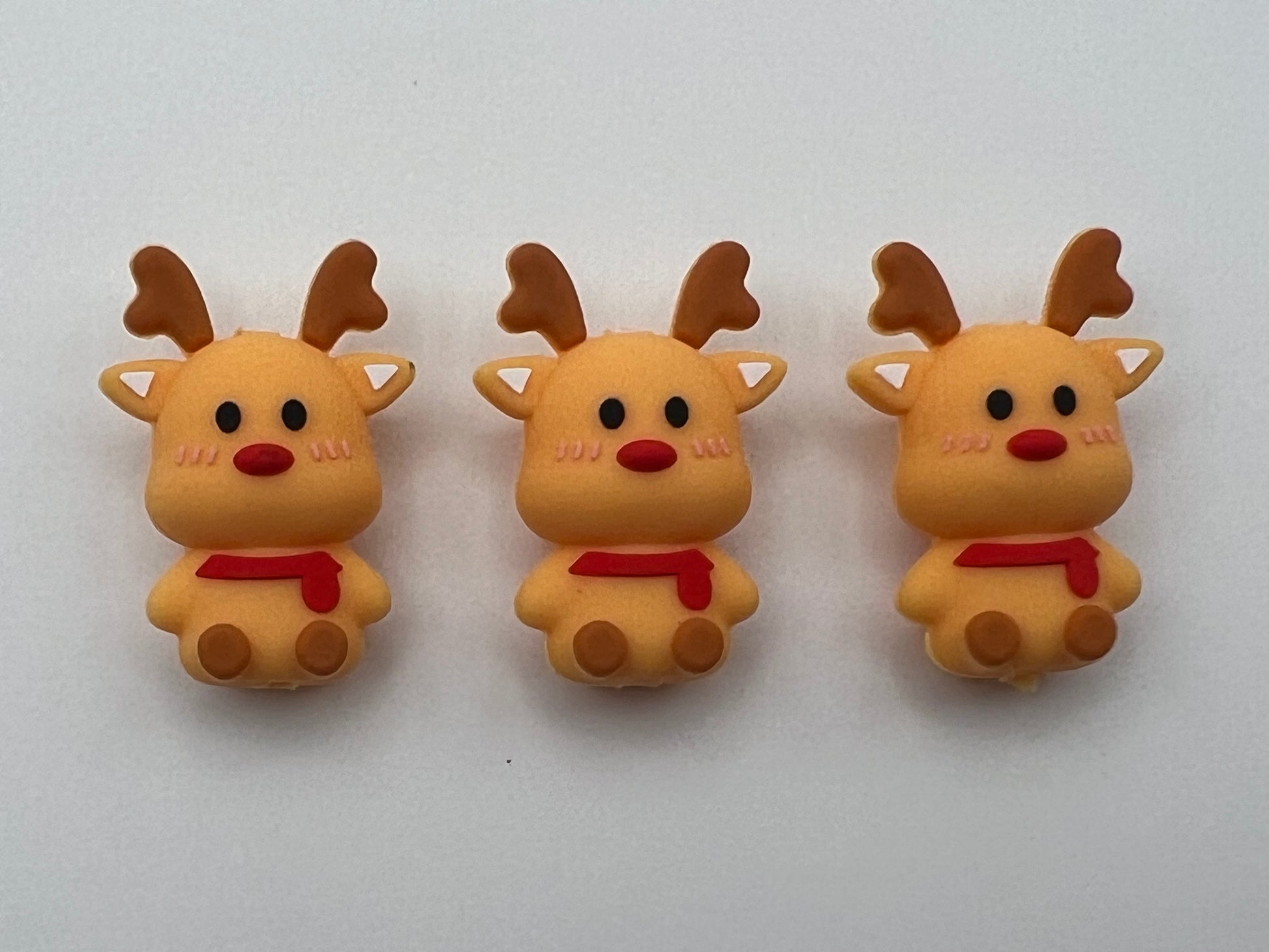 3 Christmas Silicone Focal Beads Reindeer