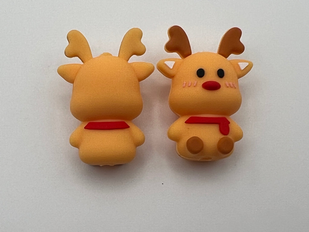 3 Christmas Silicone Focal Beads Reindeer