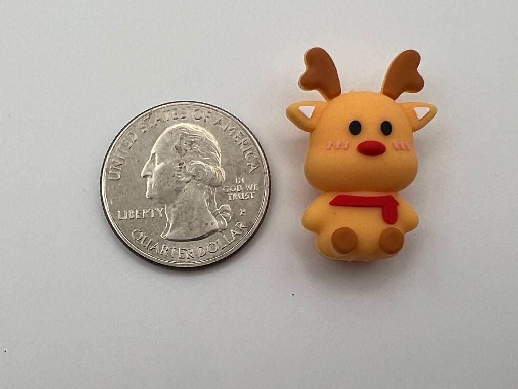 3 Christmas Silicone Focal Beads Reindeer