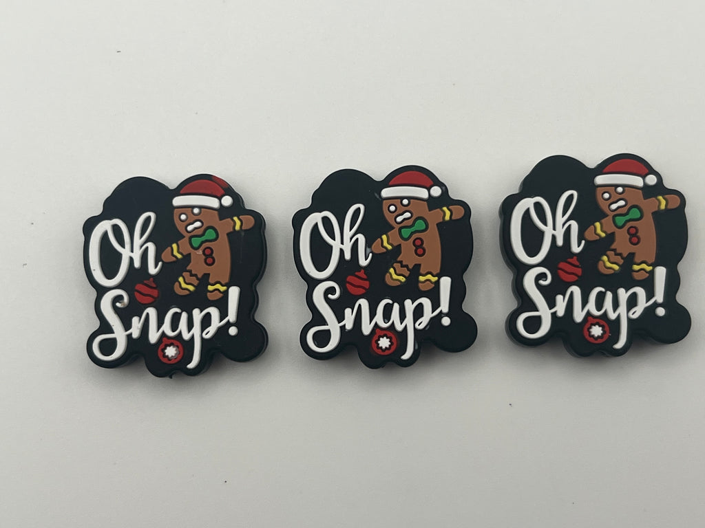 3 Christmas Silicone Focal Beads 'Oh Snap' Gingerbread Man