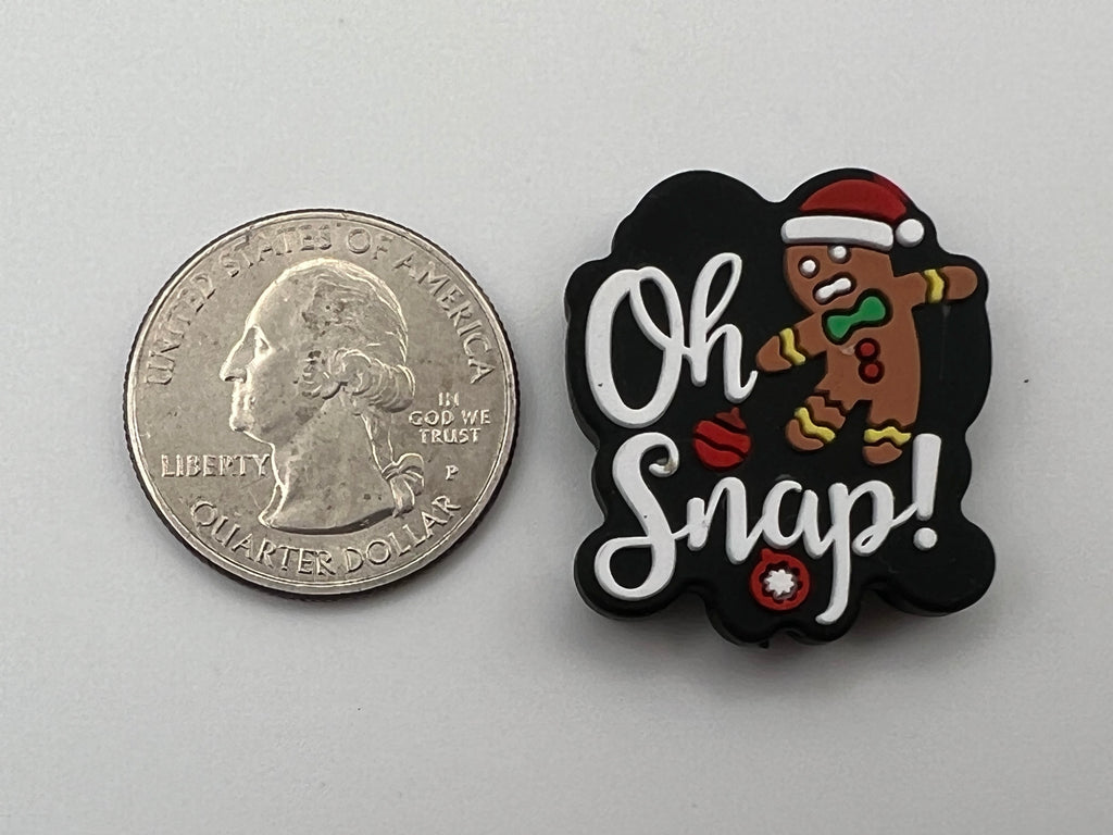 3 Christmas Silicone Focal Beads 'Oh Snap' Gingerbread Man