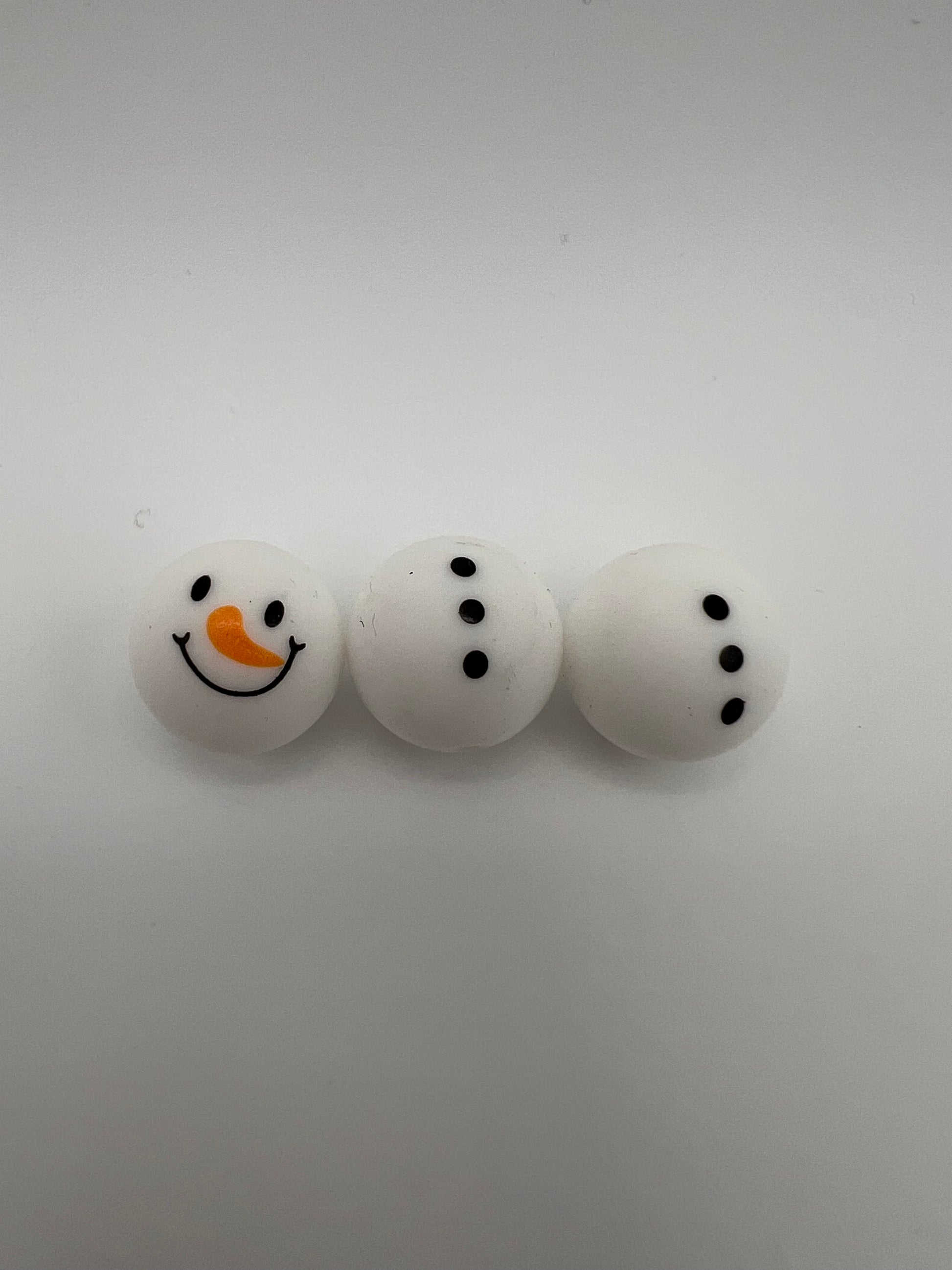 3 Piece 15mm Silicone Snowman Beads
