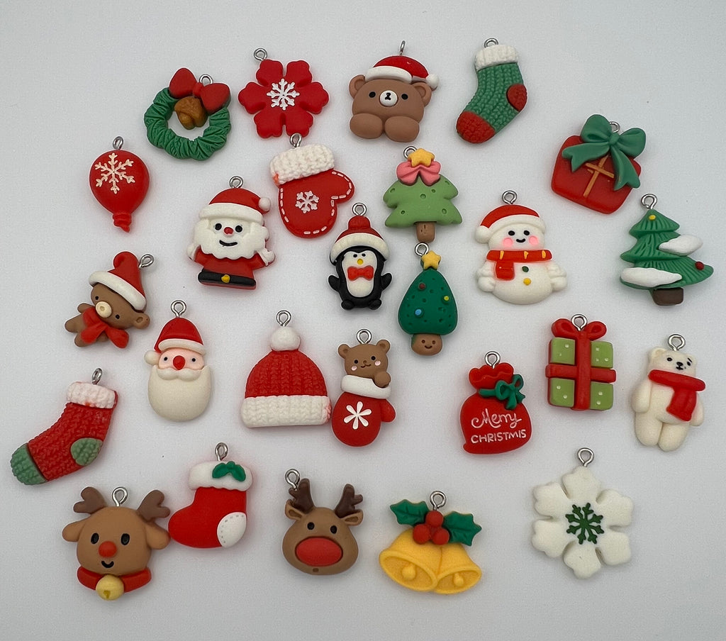 7 Christmas Resin Pendants Mixed Designs