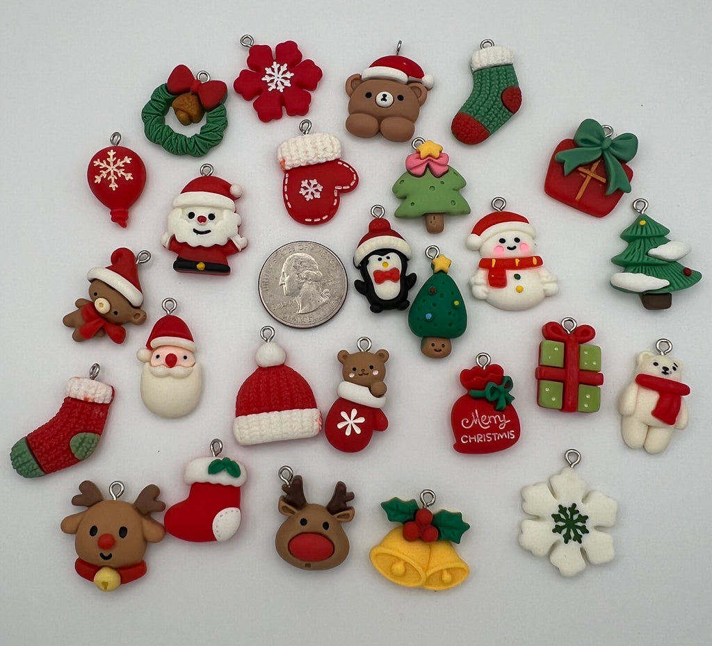 7 Christmas Resin Pendants Mixed Designs
