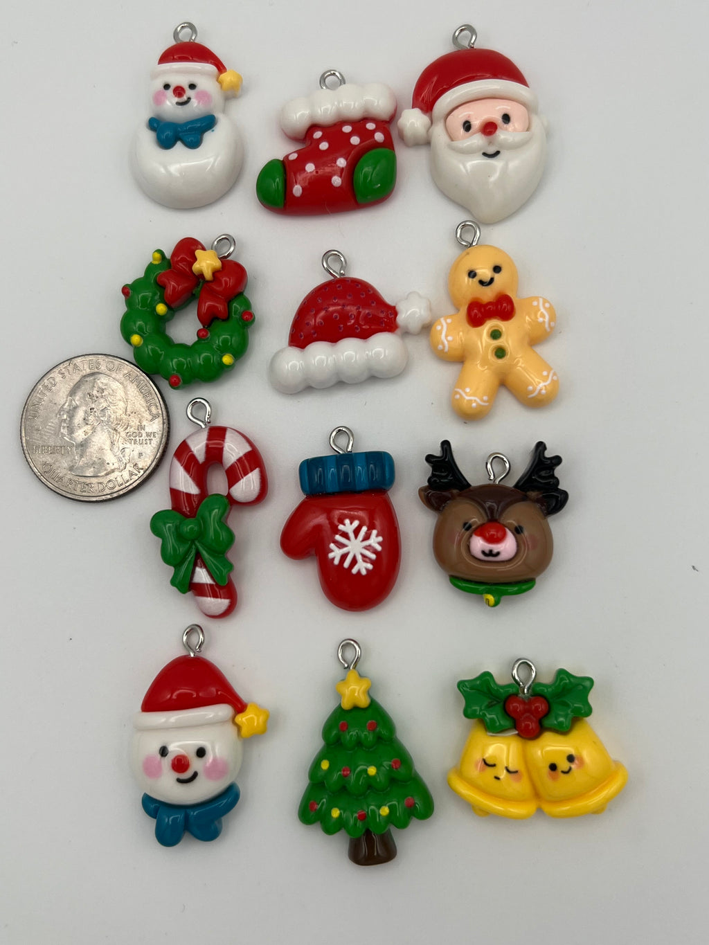 10 Christmas Resin Pendants Mixed Design