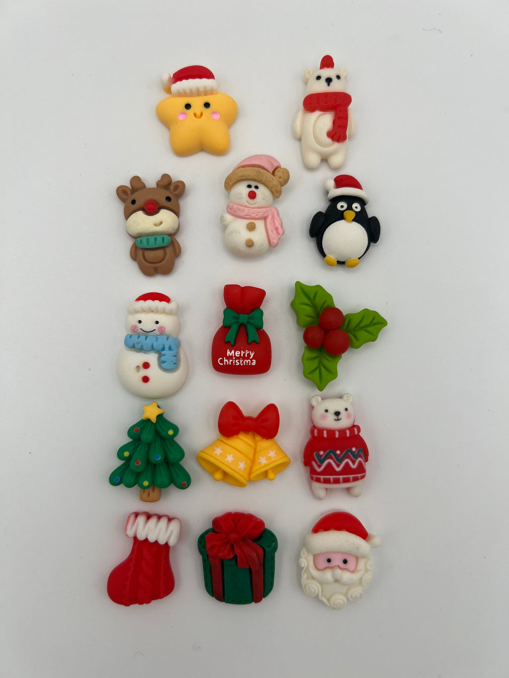 14 Christmas Resin Cabochons Mixed Designs