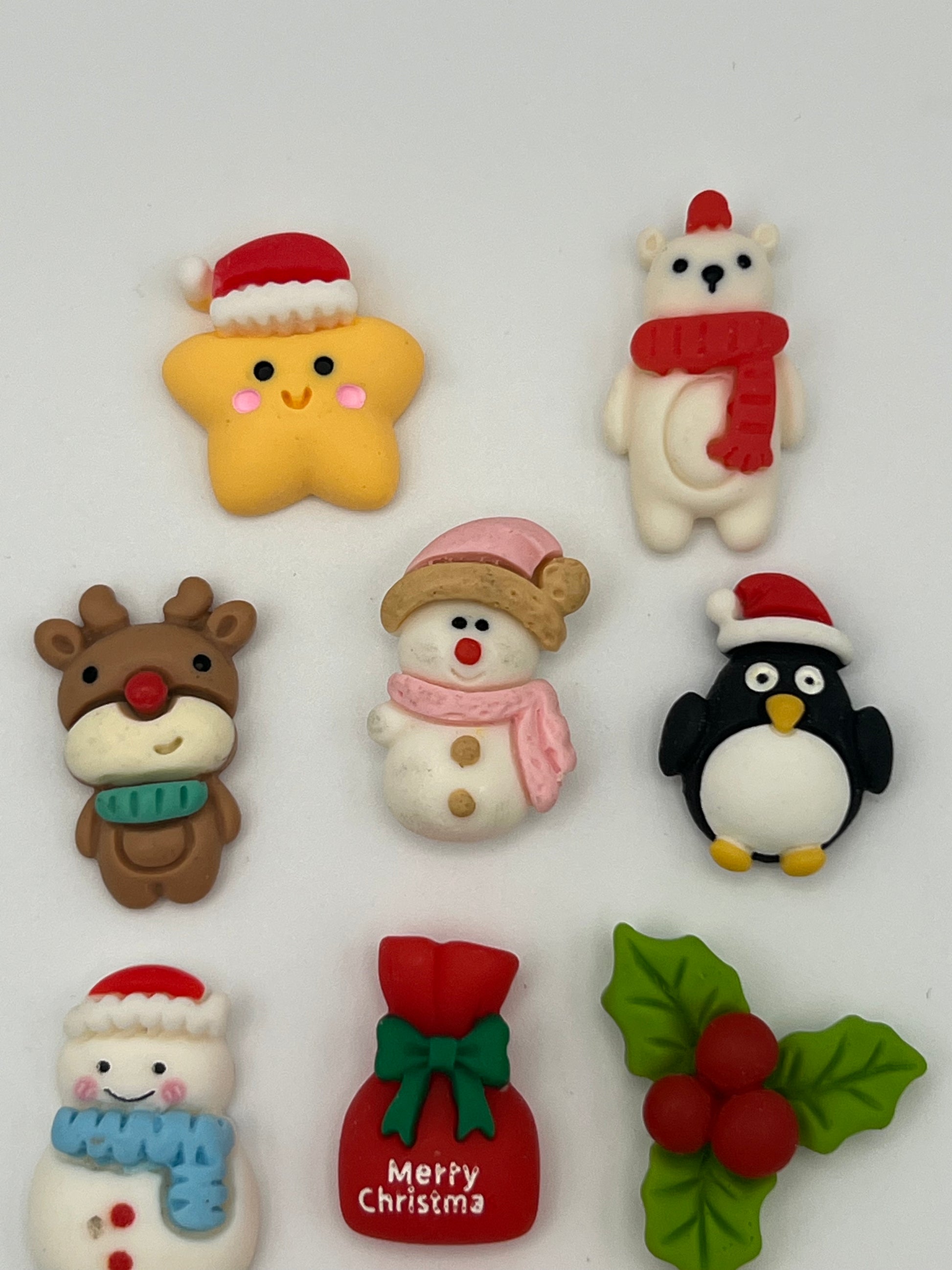 14 Christmas Resin Cabochons Mixed Designs