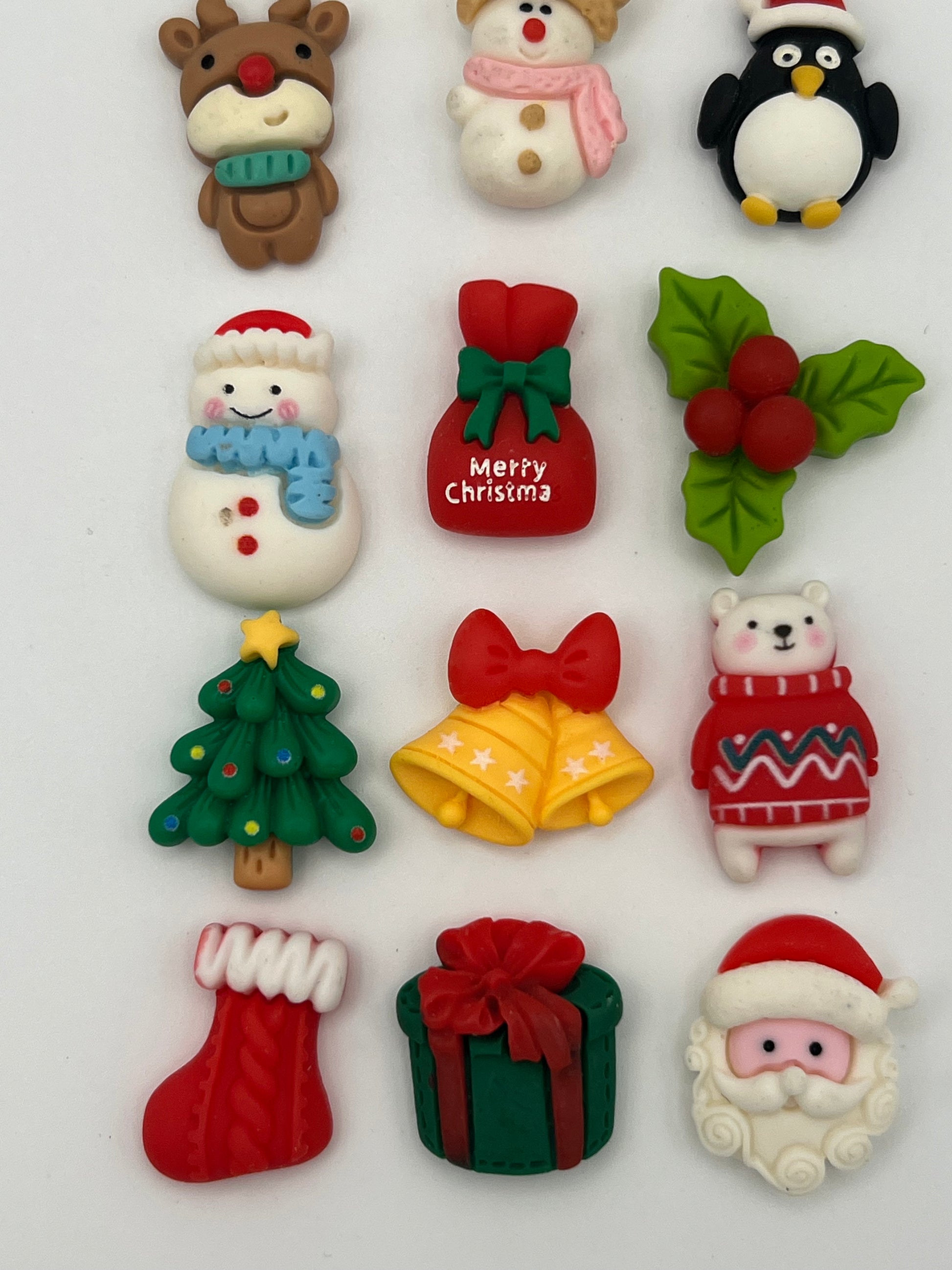 14 Christmas Resin Cabochons Mixed Designs