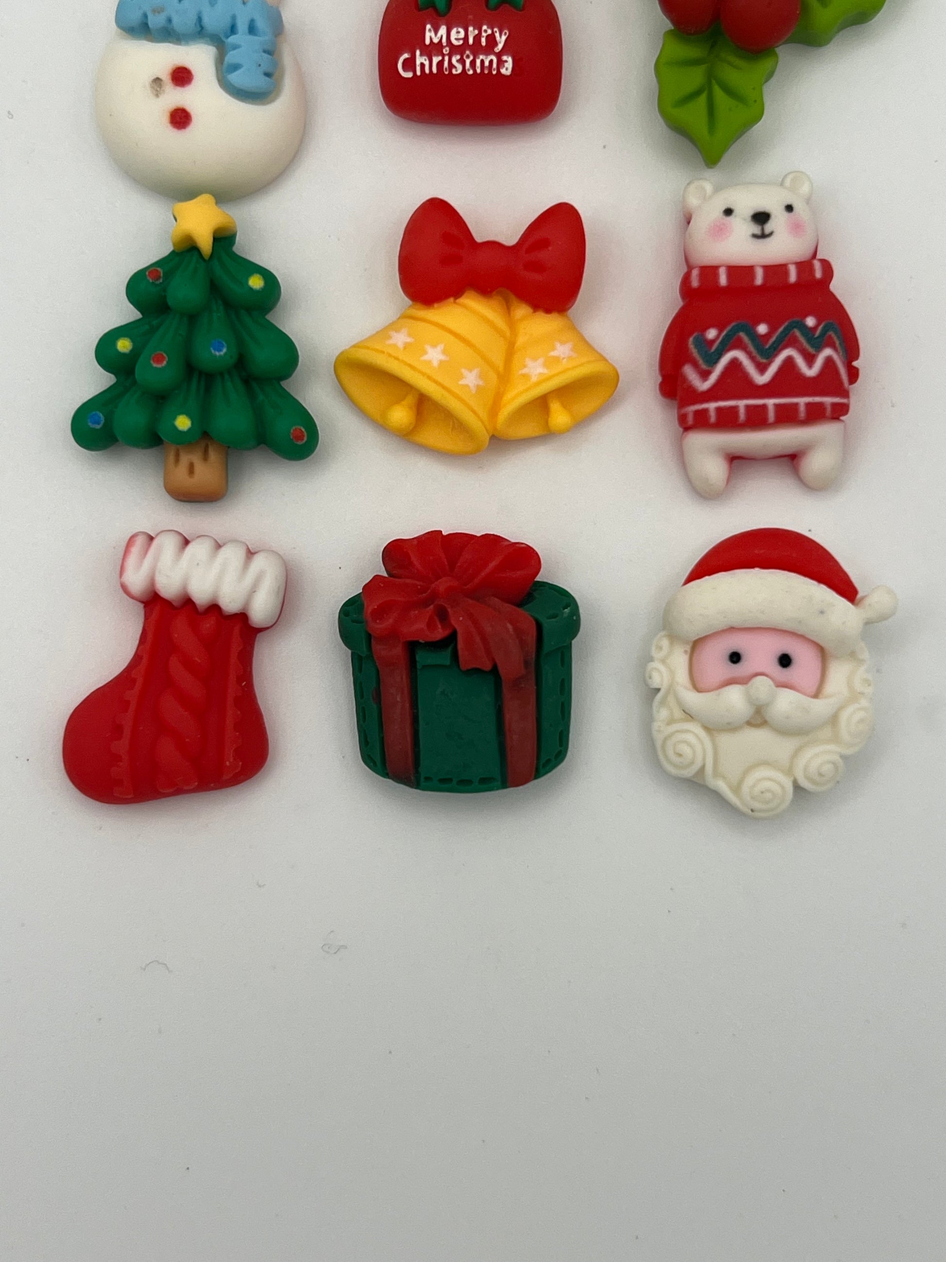 14 Christmas Resin Cabochons Mixed Designs