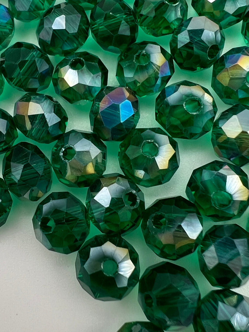 50 8X6mm AB Color Electroplated Faceted Glass Rondelle Beads Green