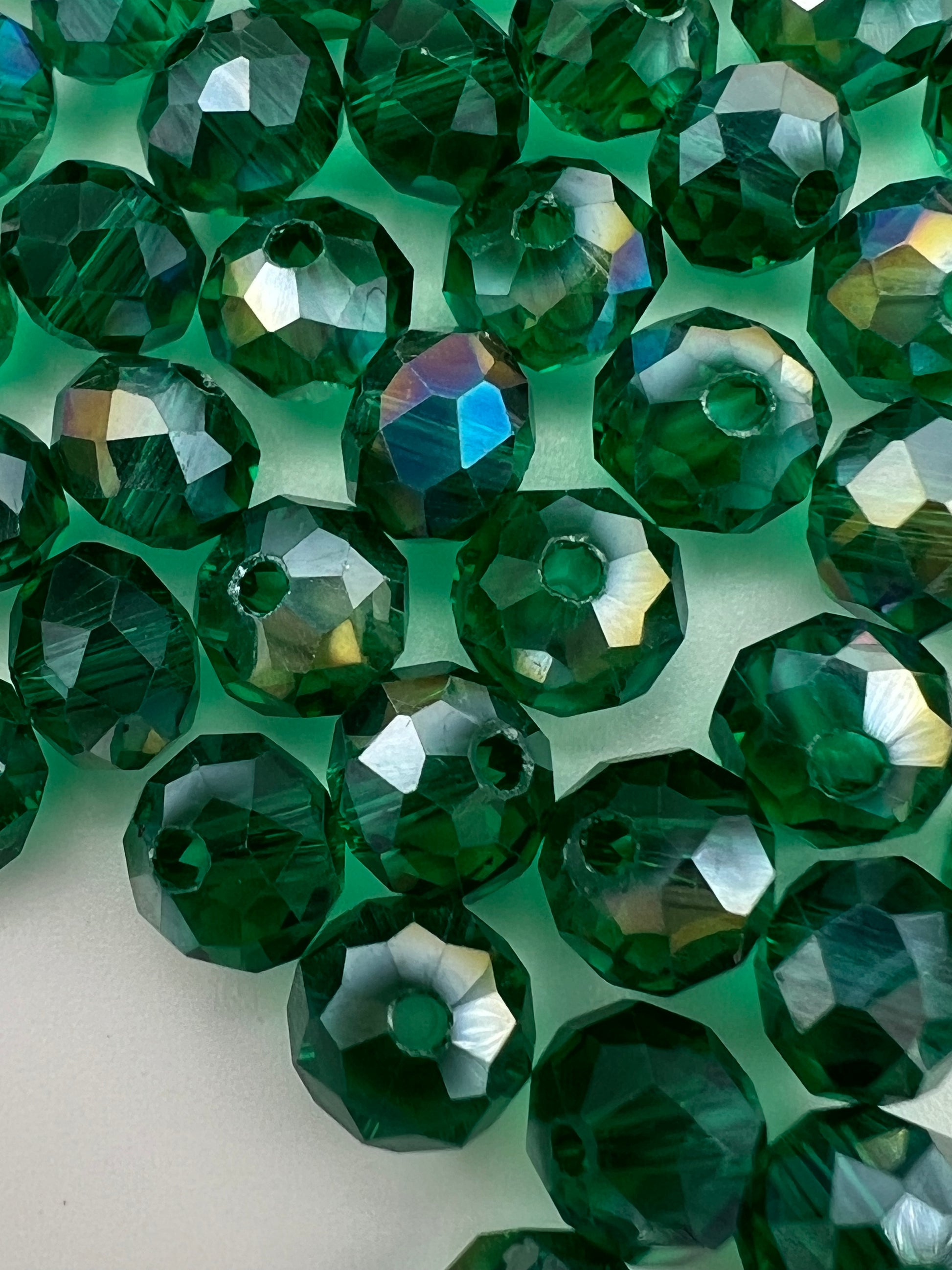 50 8X6mm AB Color Electroplated Faceted Glass Rondelle Beads Green