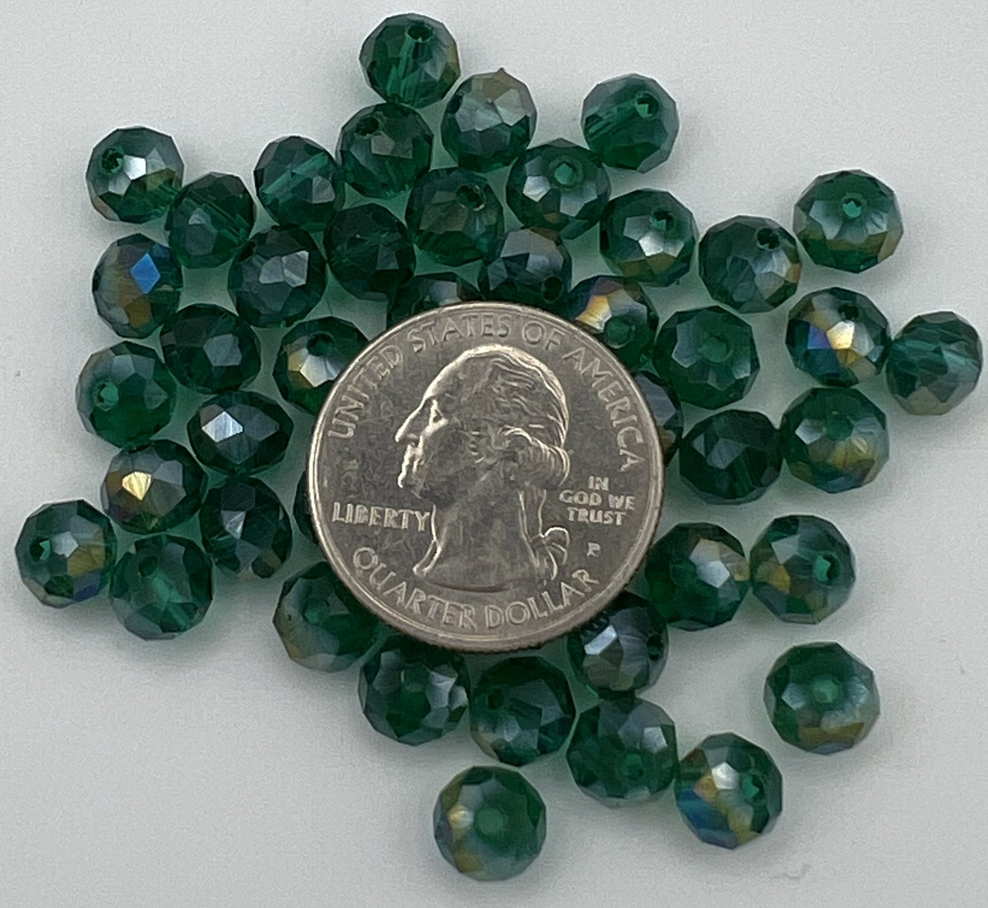 50 8X6mm AB Color Electroplated Faceted Glass Rondelle Beads Green