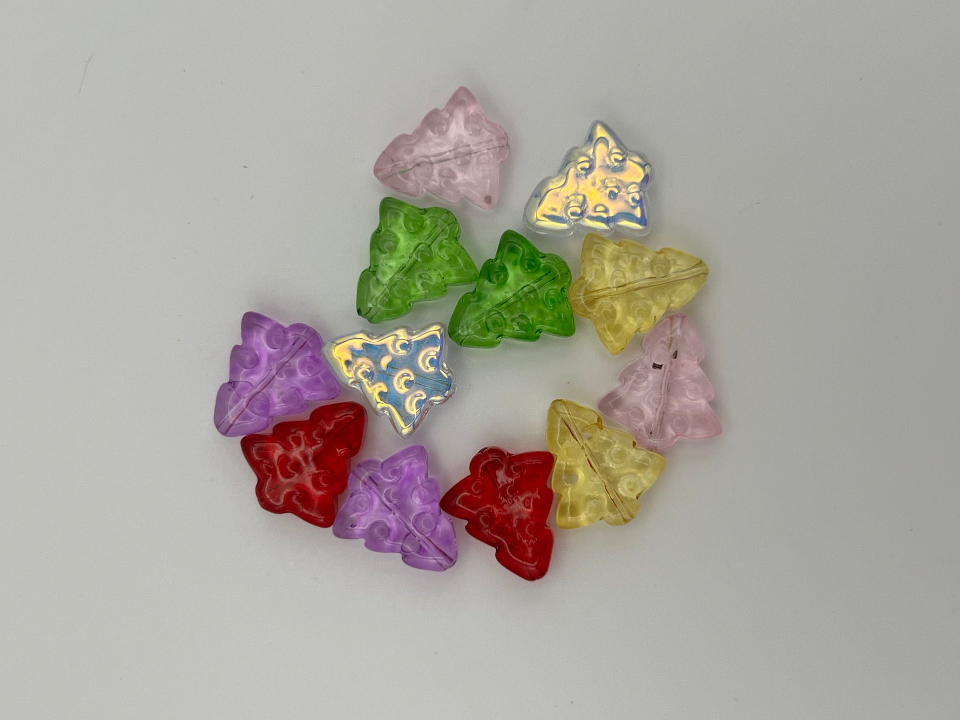 12 Transparent Christmas Tree Beads Mixed Colors