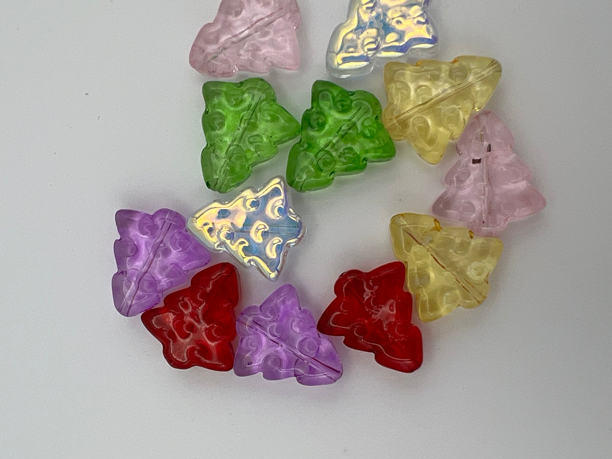12 Transparent Christmas Tree Beads Mixed Colors