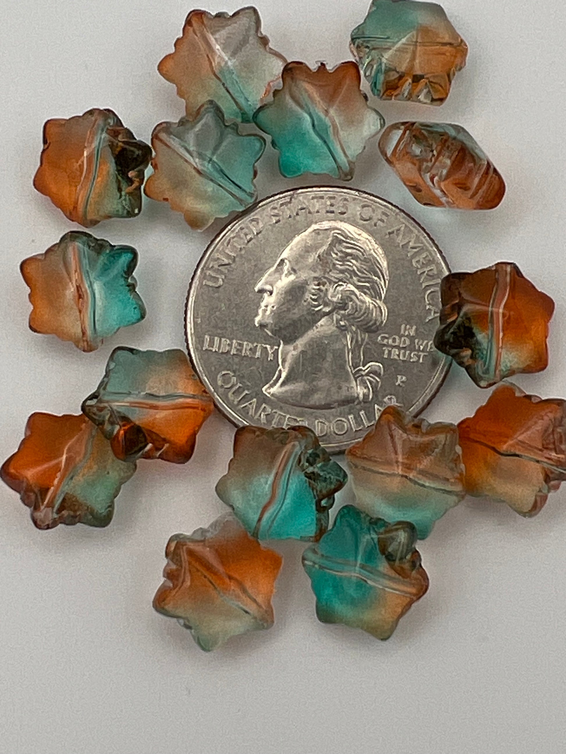 15 Transparent Glass Snowflake Beads Medium Aqua