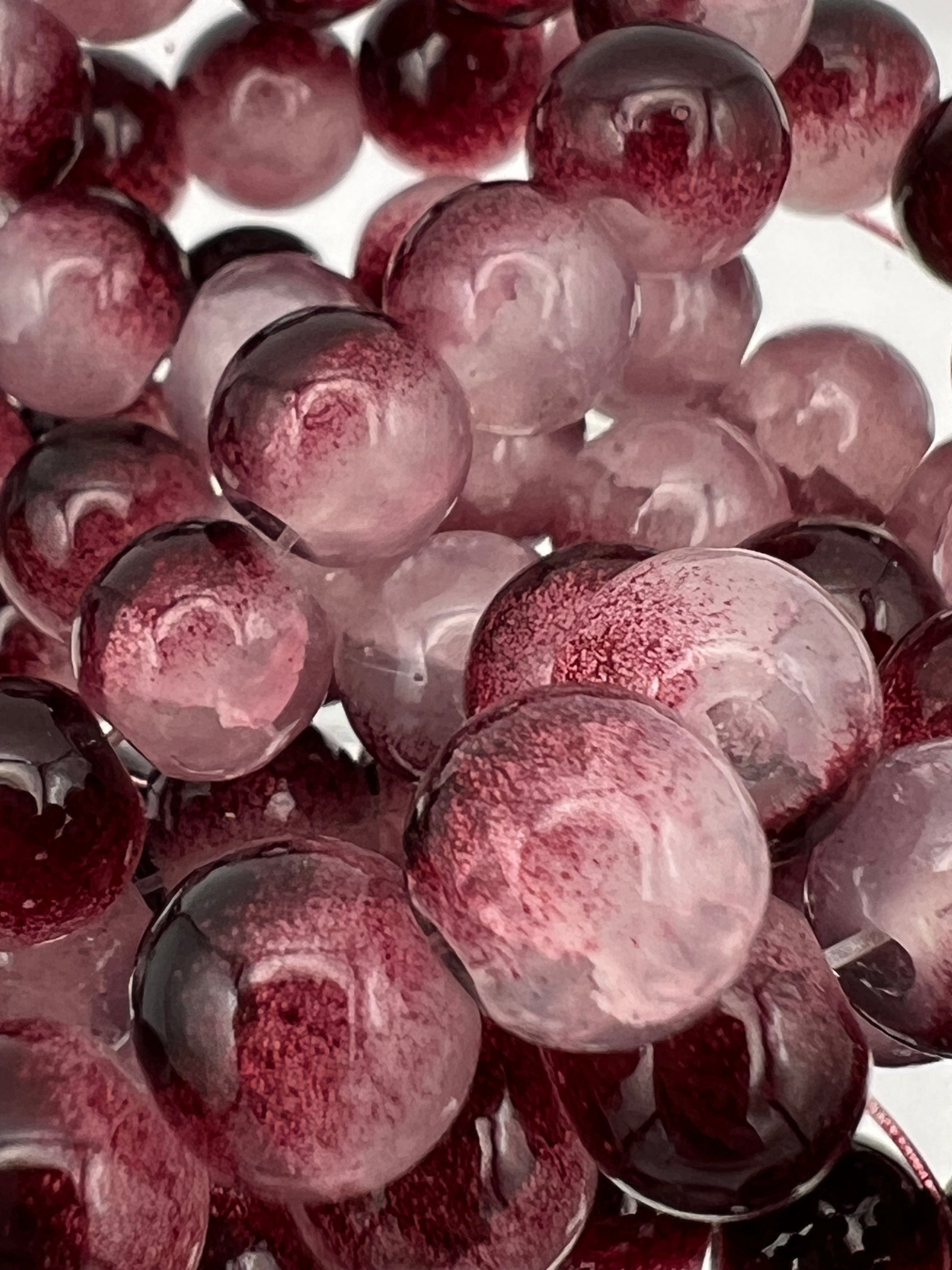 50 8mm Two-Tone Crackle Glass Beads Coconut Brown & White