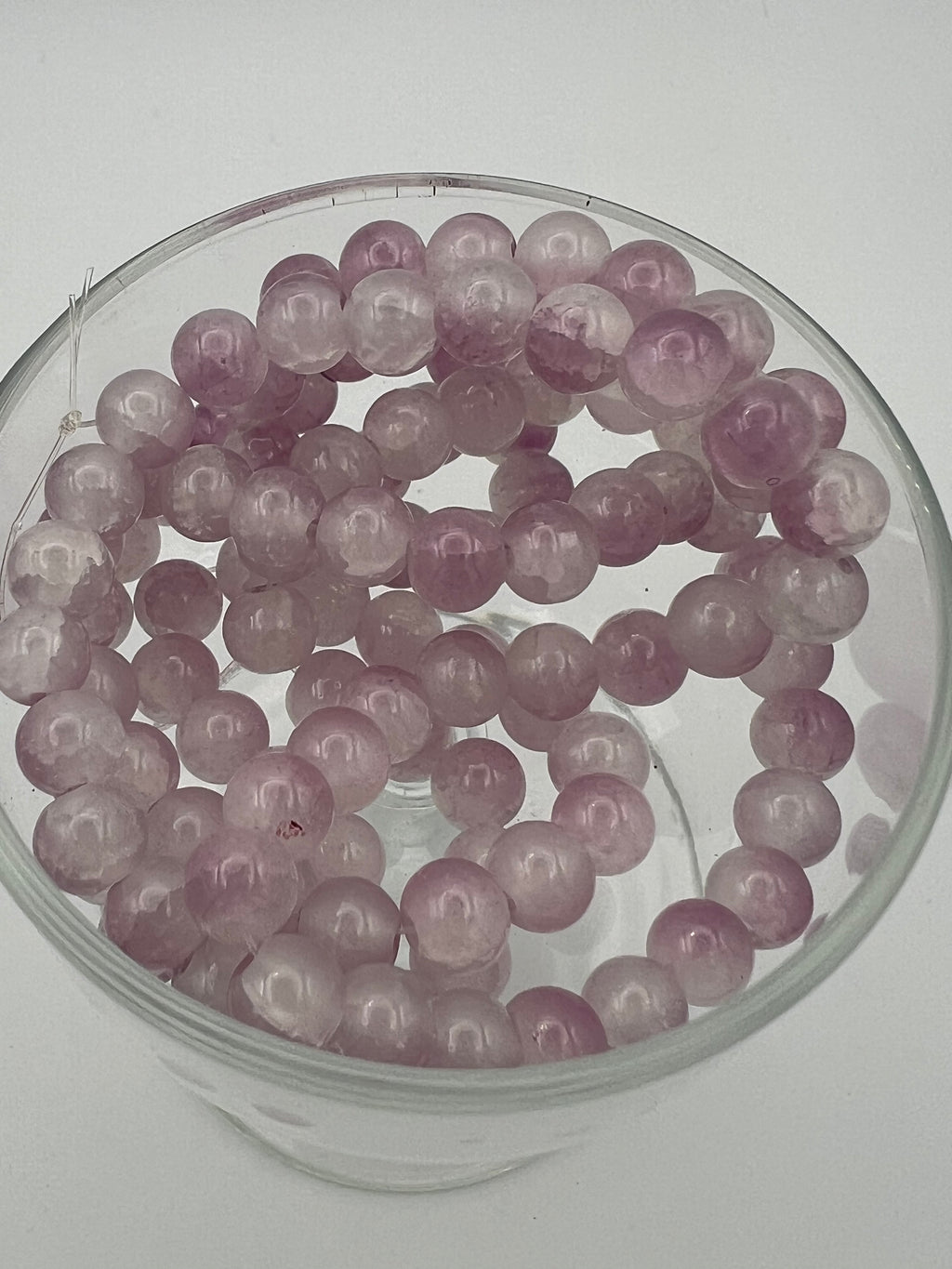 50 8mm Two-Tone Crackle Glass Beads Plum & White