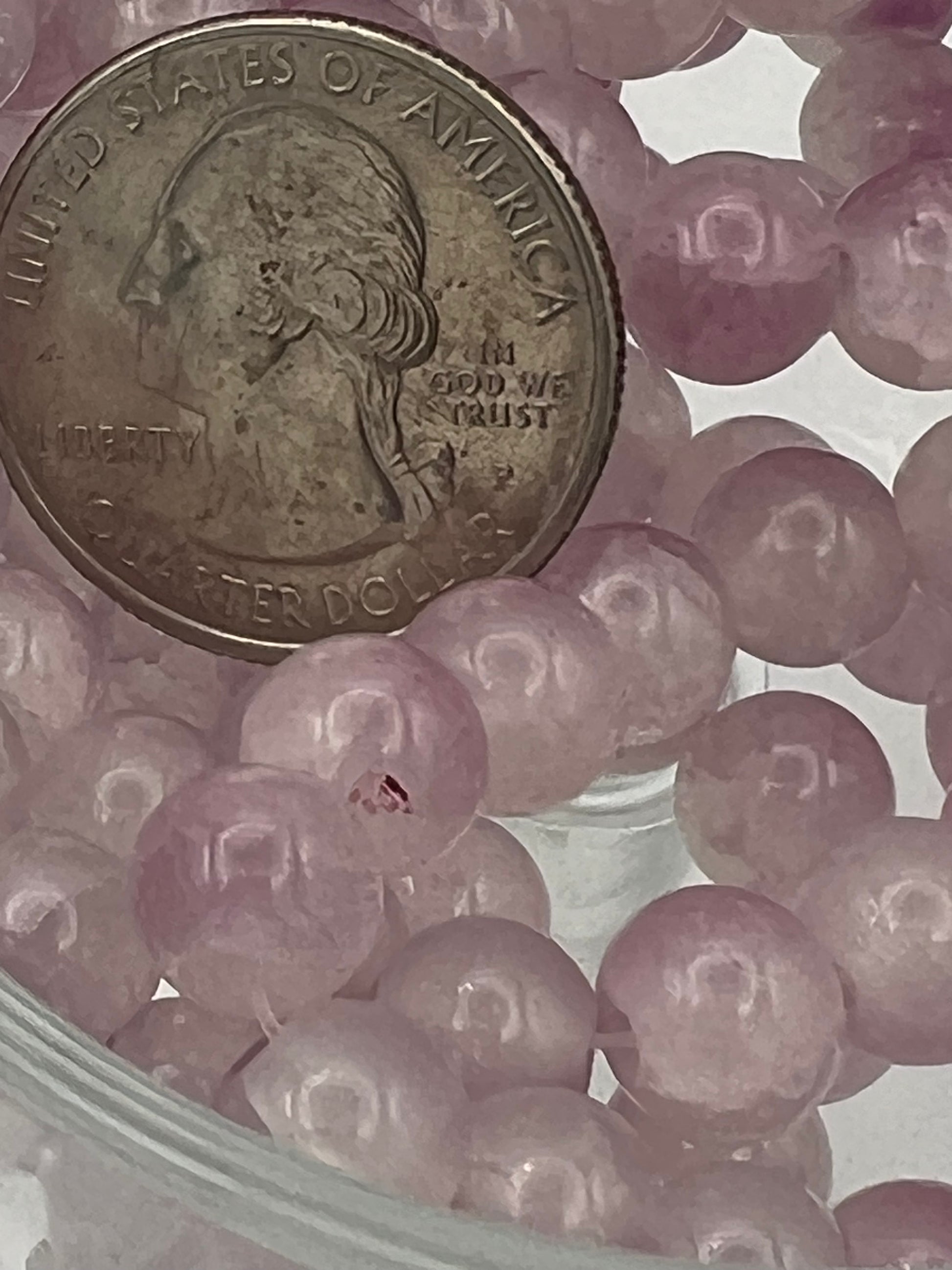 50 8mm Two-Tone Crackle Glass Beads Plum & White