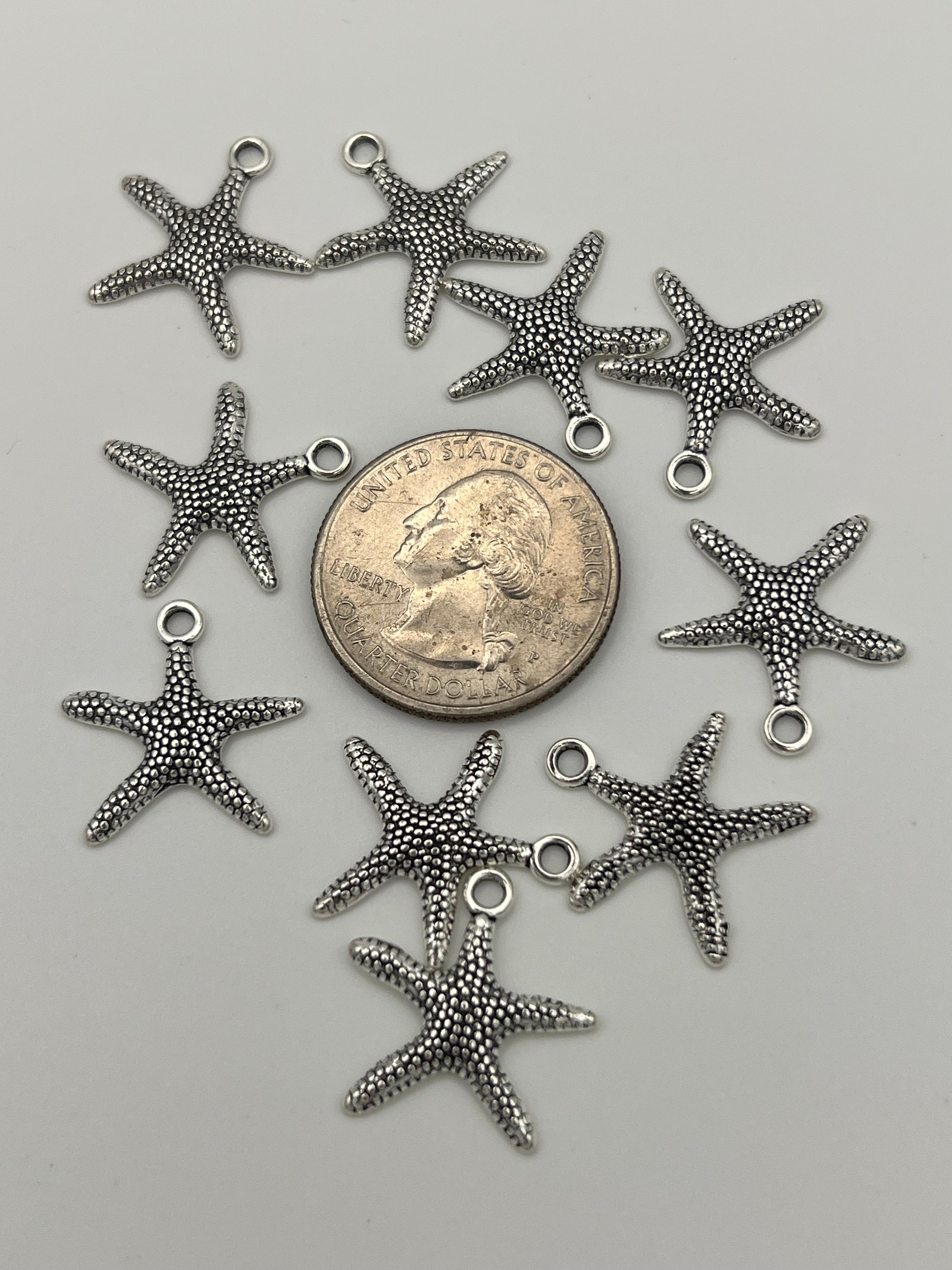 10 Tibetan Style Starfish Pendants/Charms