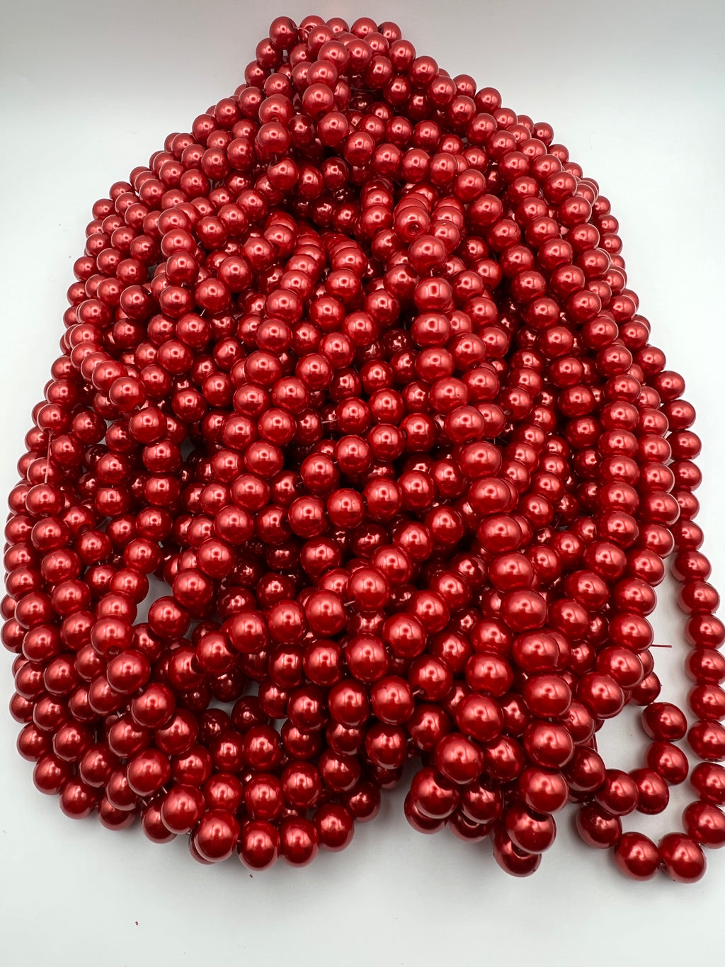 35 10mm Glass Pearl Beads Firebrick