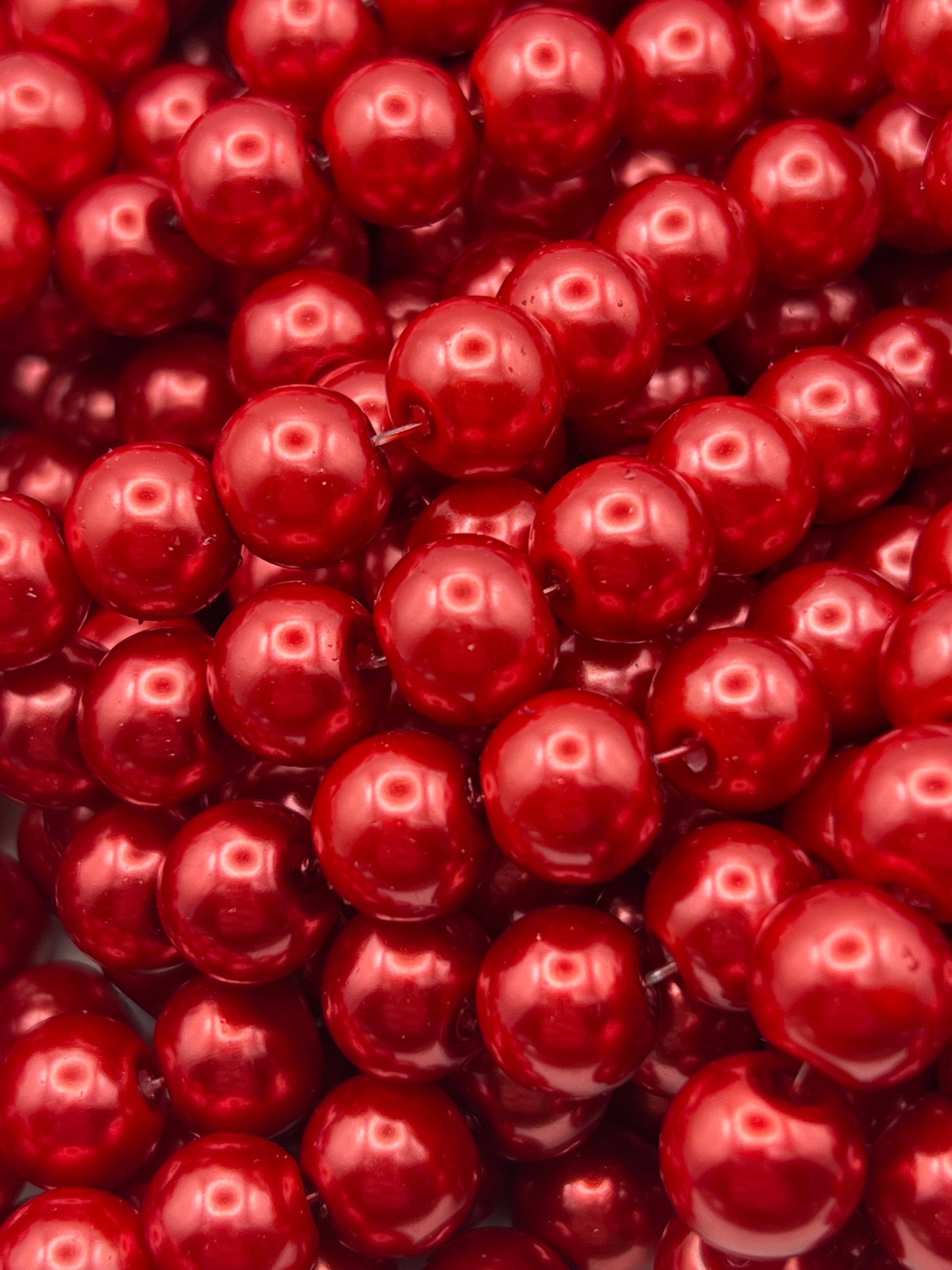 35 10mm Glass Pearl Beads Firebrick