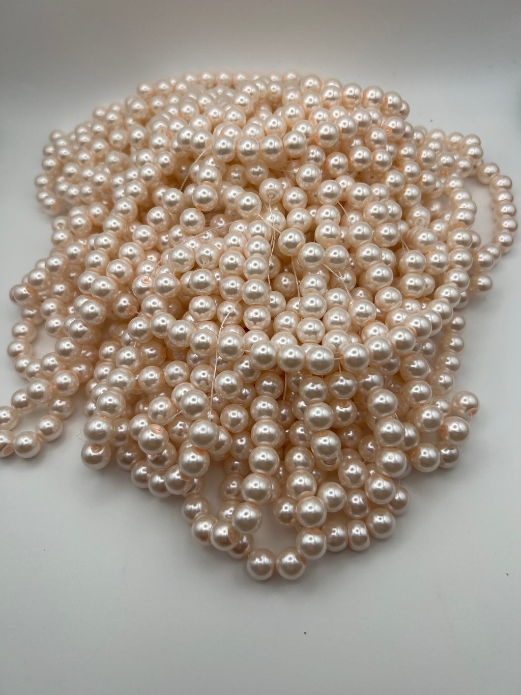 35 10mm Glass Pearl Beads Antique White