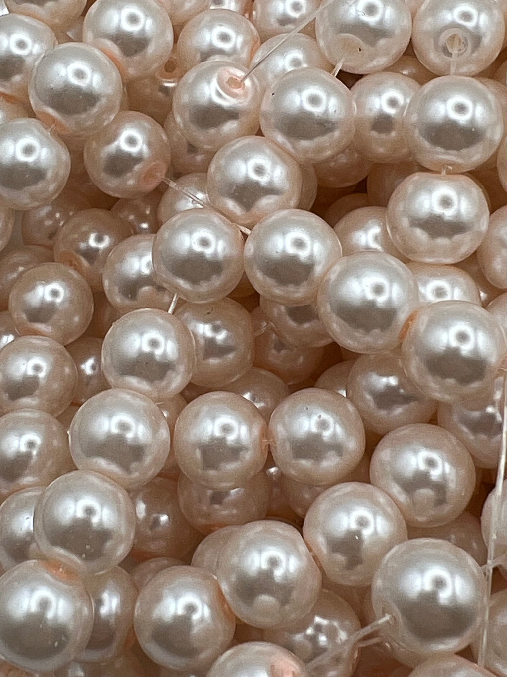 35 10mm Glass Pearl Beads Antique White