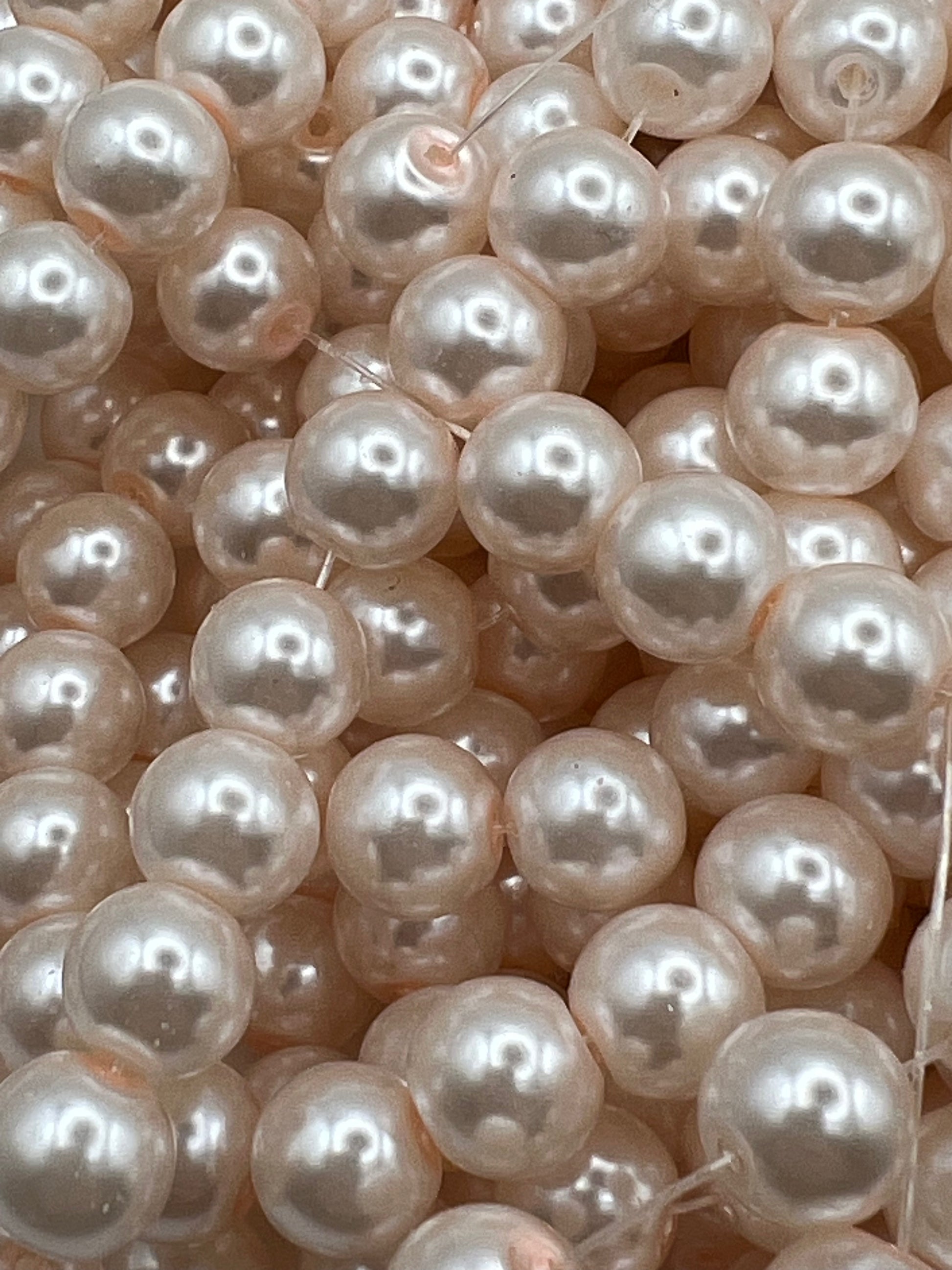 35 10mm Glass Pearl Beads Antique White
