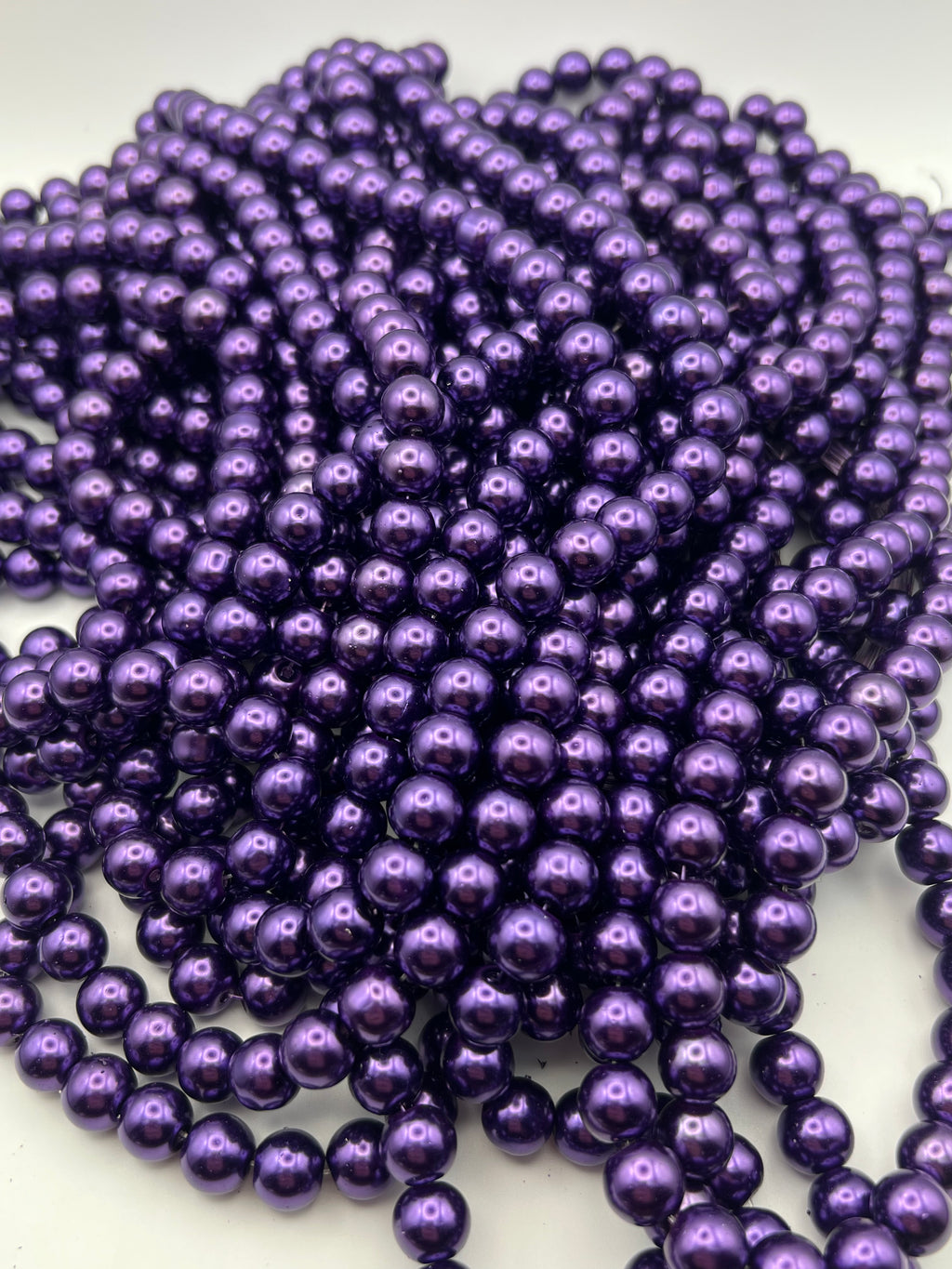 35 10mm Glass Pearl Beads Purple