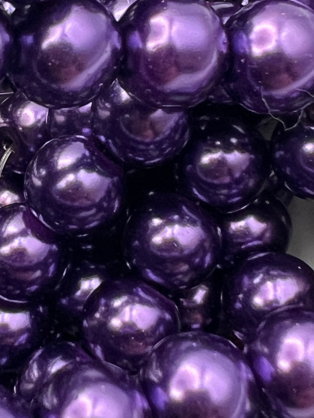 35 10mm Glass Pearl Beads Purple