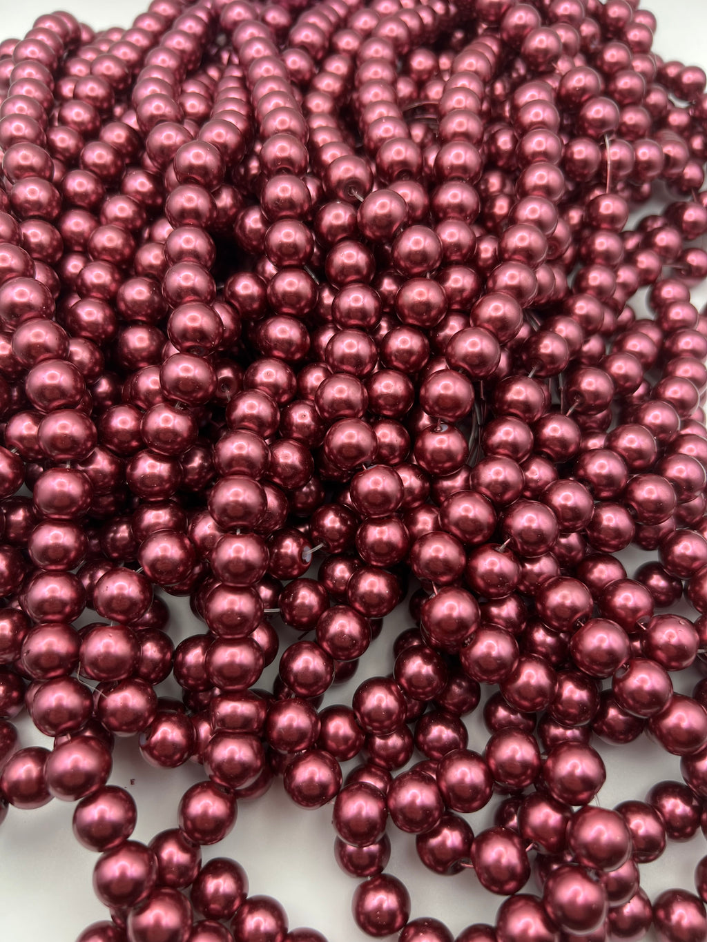 35 10mm Glass Pearl Beads Violet Red