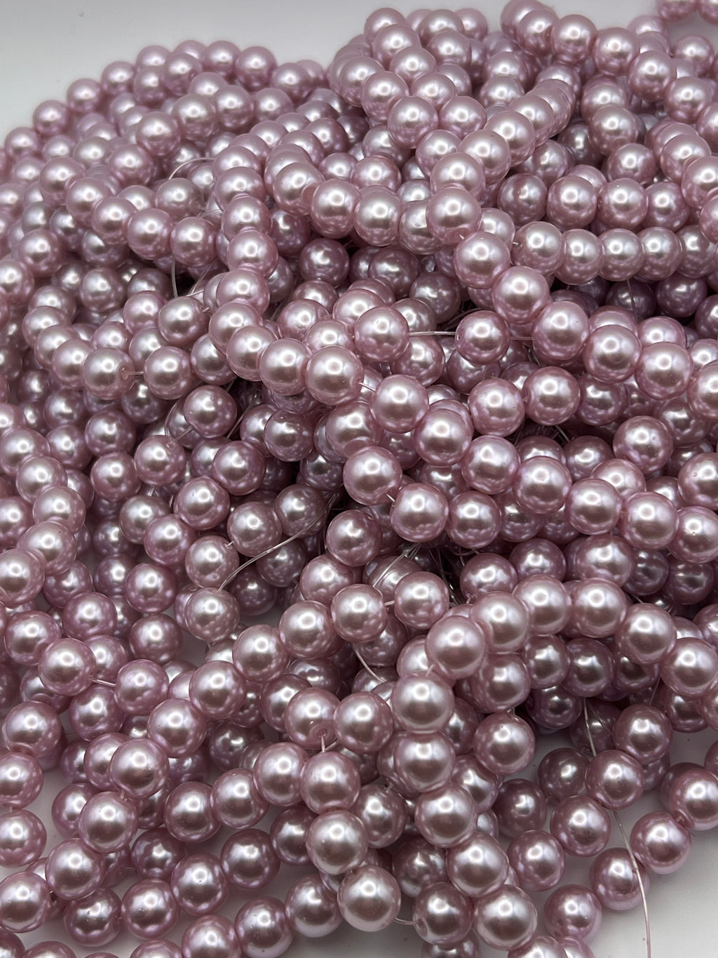 35 10mm Glass Pearl Beads Flamingo