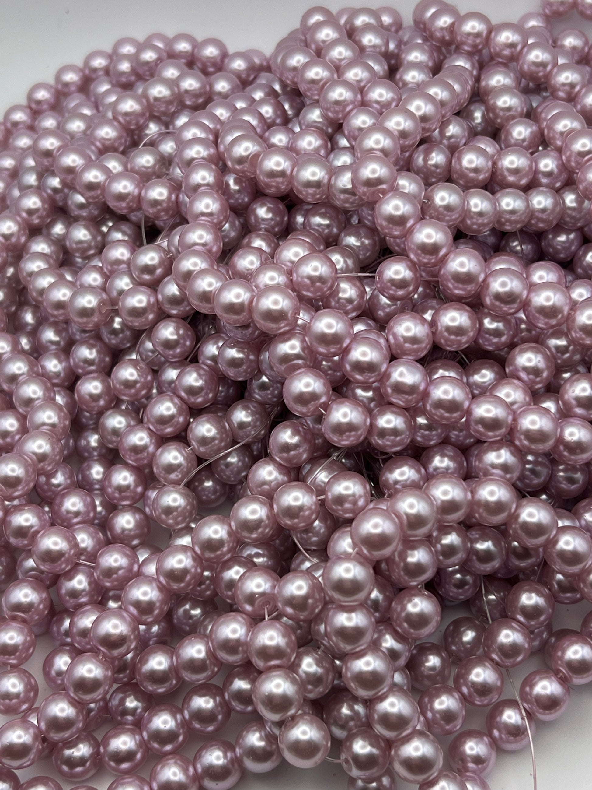 35 10mm Glass Pearl Beads Flamingo
