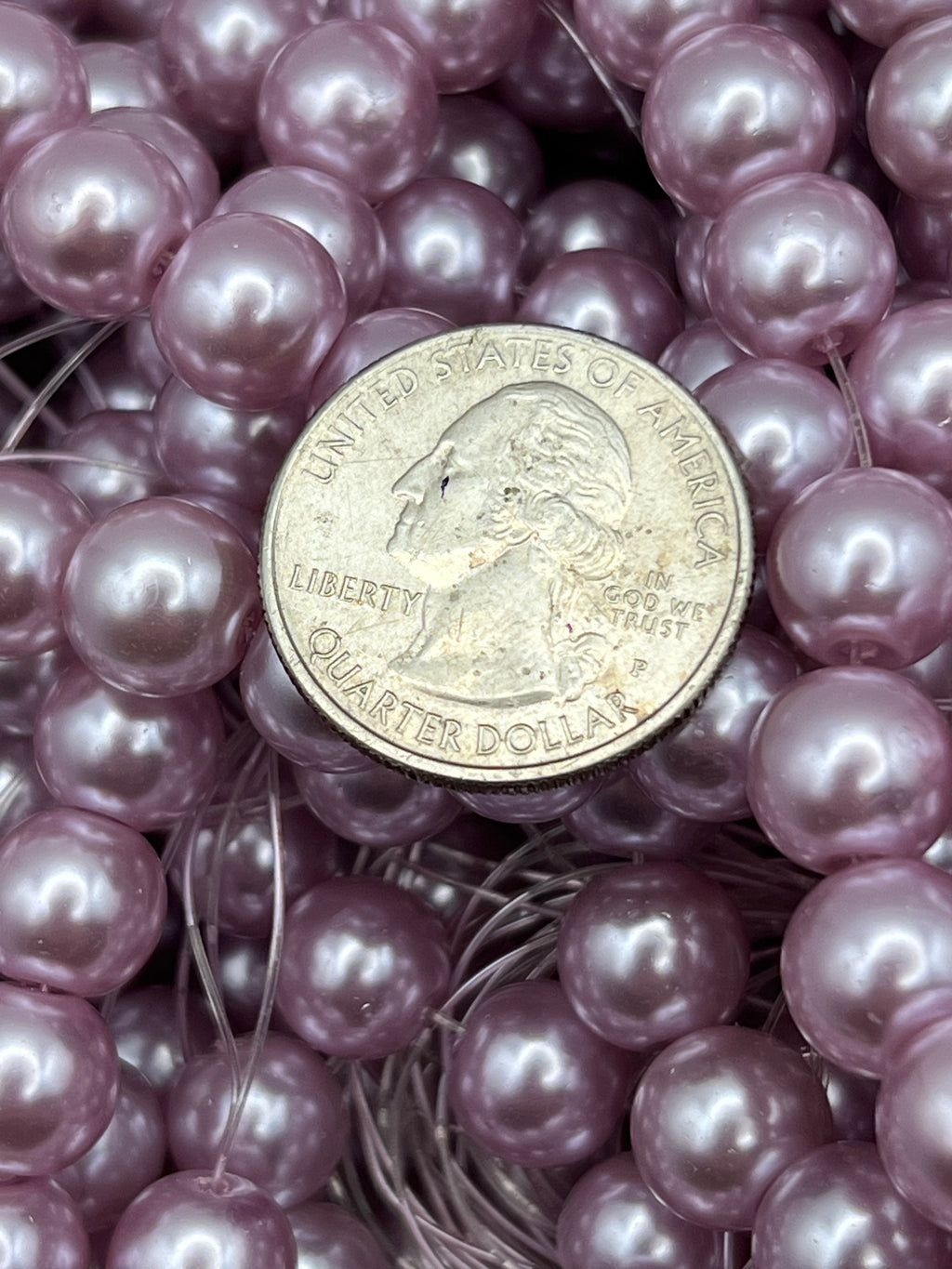 35 10mm Glass Pearl Beads Flamingo