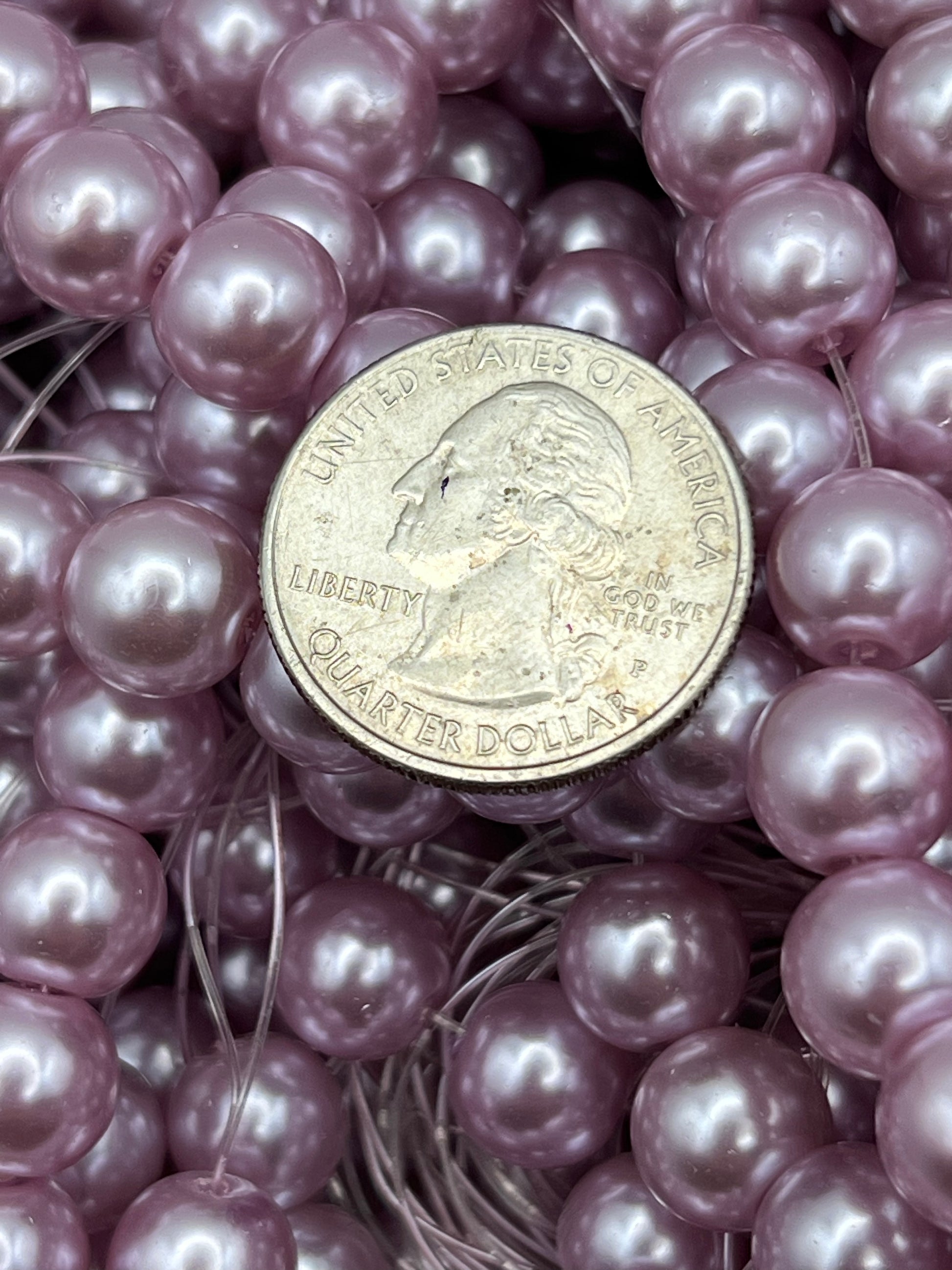 35 10mm Glass Pearl Beads Flamingo