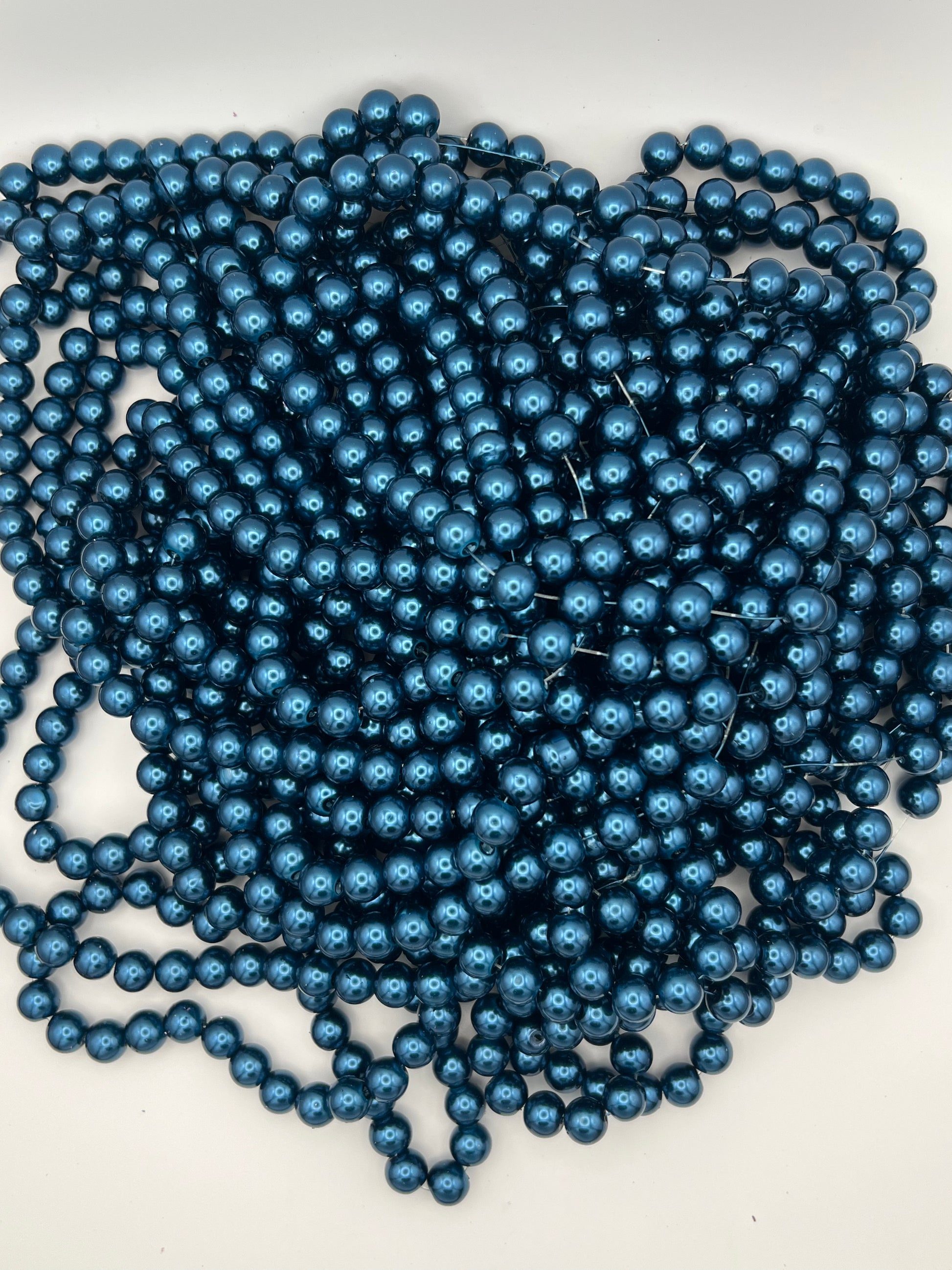 35 10mm Glass Pearl Beads Marine Blue