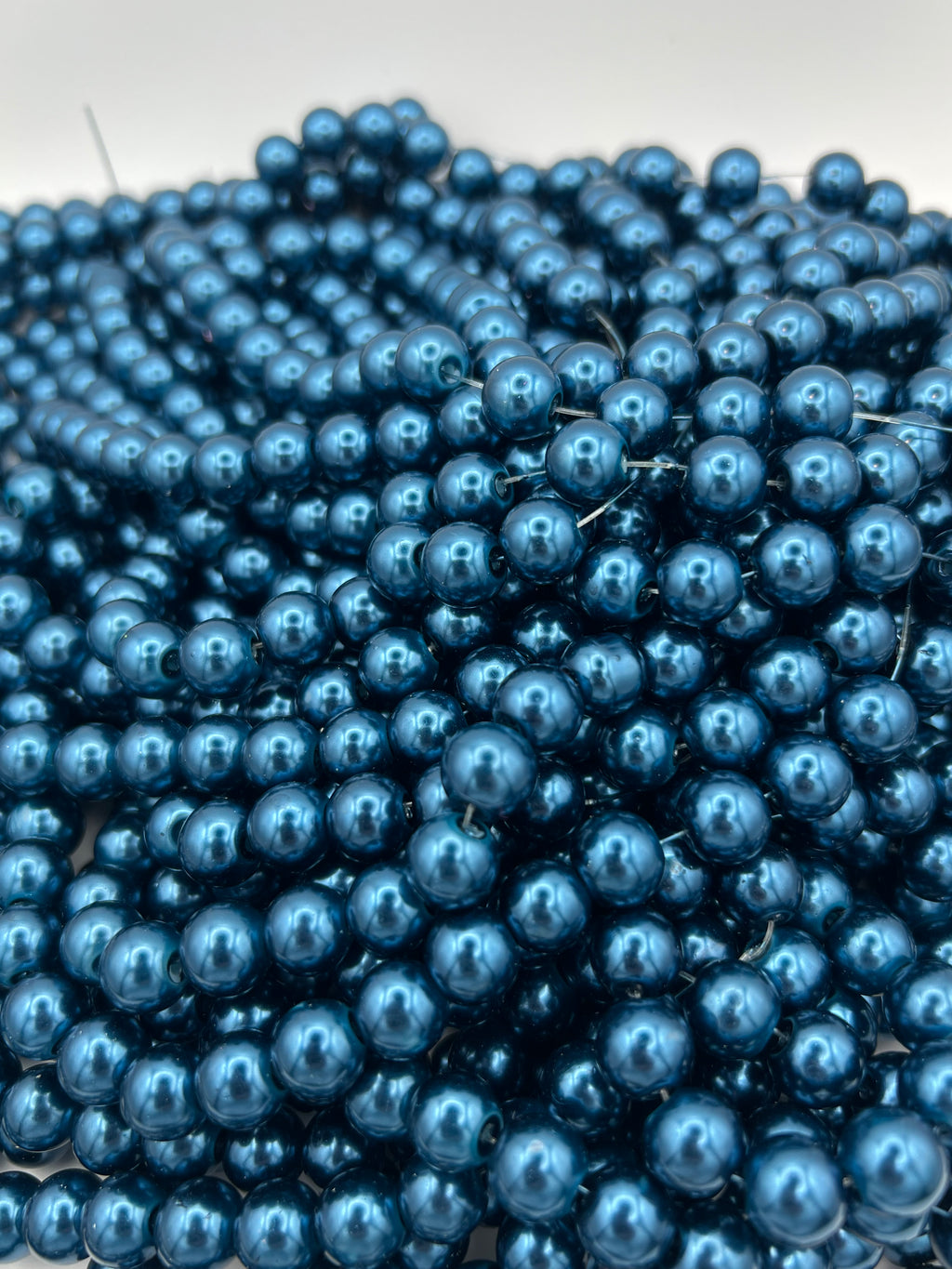 35 10mm Glass Pearl Beads Marine Blue