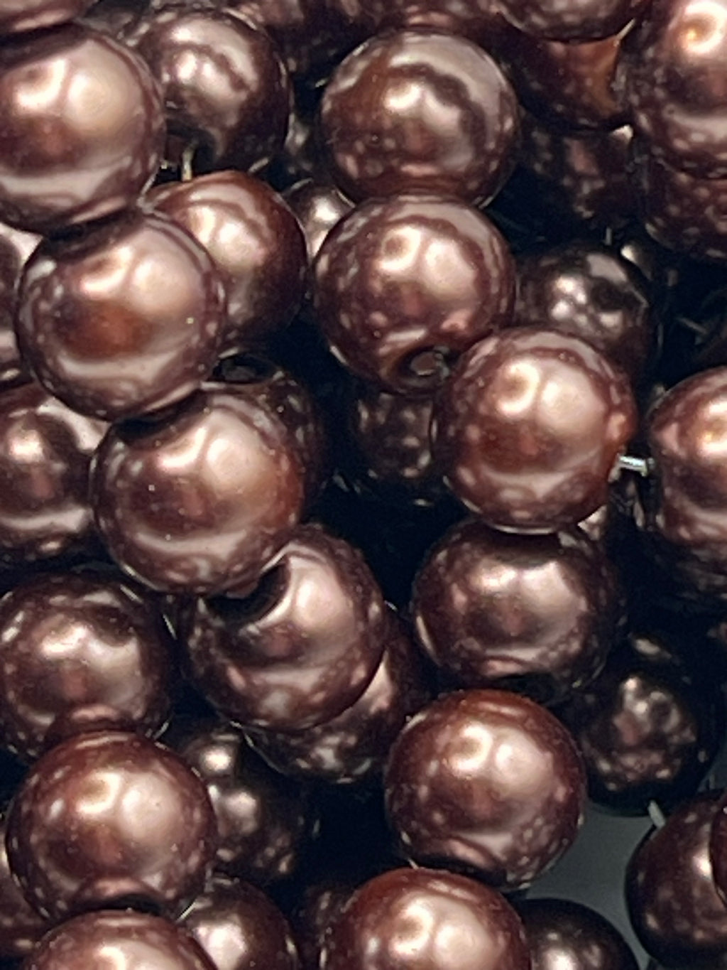 35 10mm Glass Pearl Beads Saddle Brown