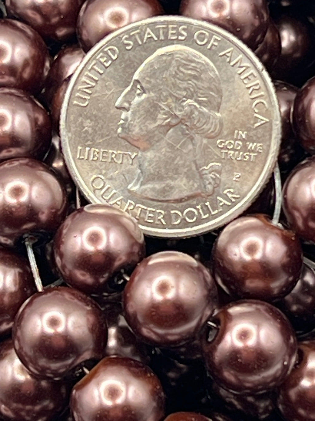 35 10mm Glass Pearl Beads Saddle Brown