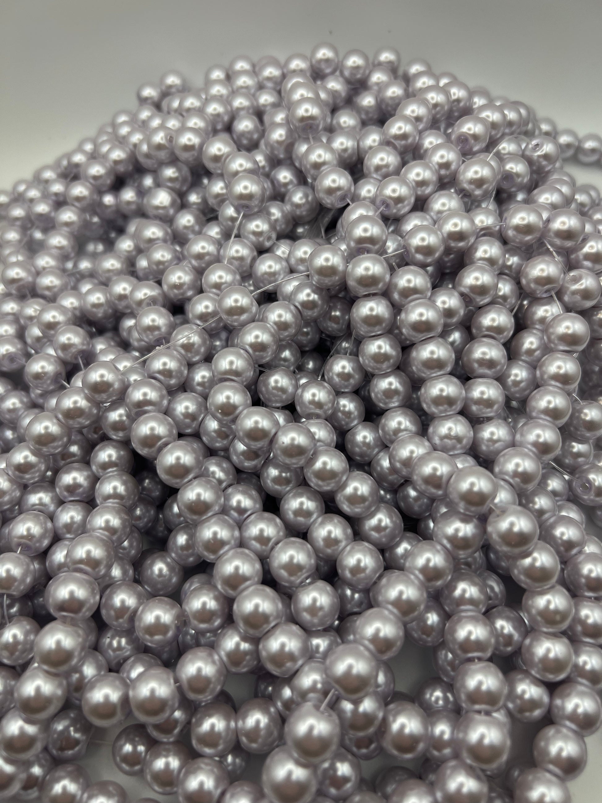 35 10mm Glass Pearl Beads Lavender
