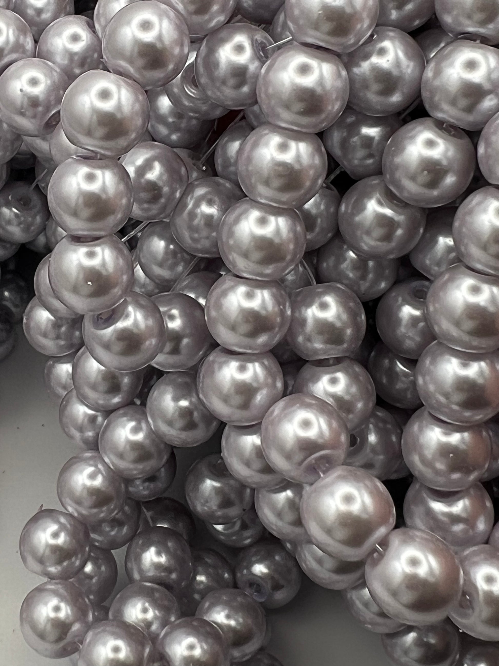 35 10mm Glass Pearl Beads Lavender